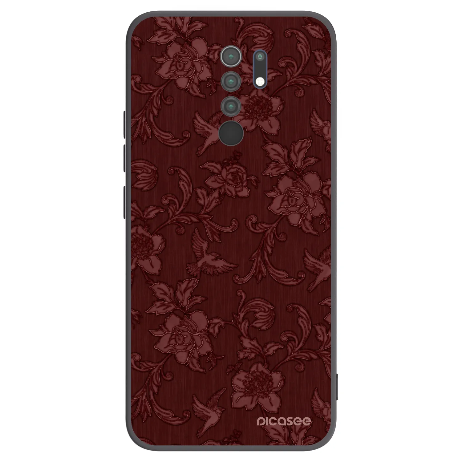 Picasee Μαύρη θήκη σιλικόνης για Xiaomi Redmi 9 - Red Elegance