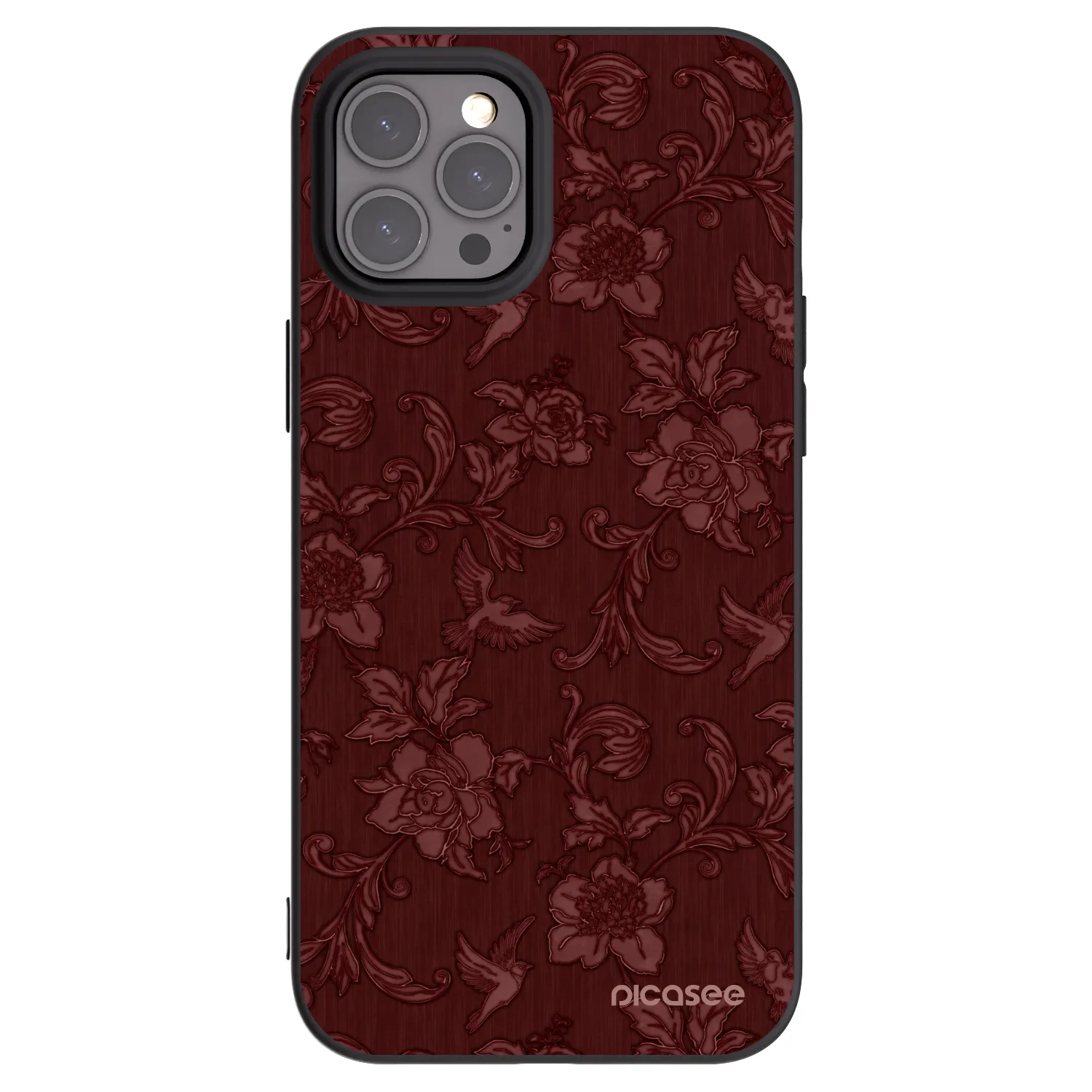 Picasee Μαύρη θήκη σιλικόνης για Apple iPhone 12 Pro Max - Red Elegance