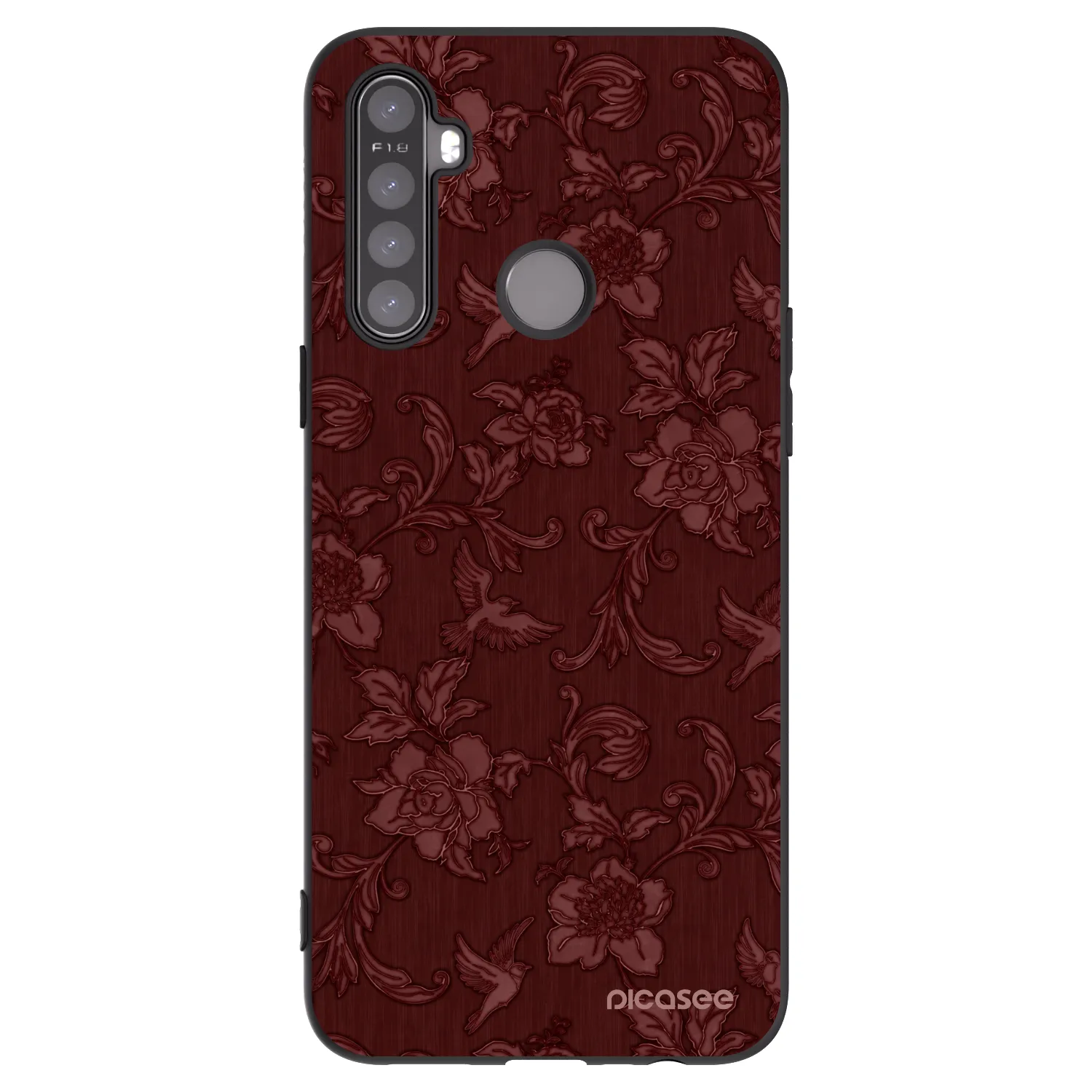 Picasee Μαύρη θήκη σιλικόνης για Realme 6i - Red Elegance