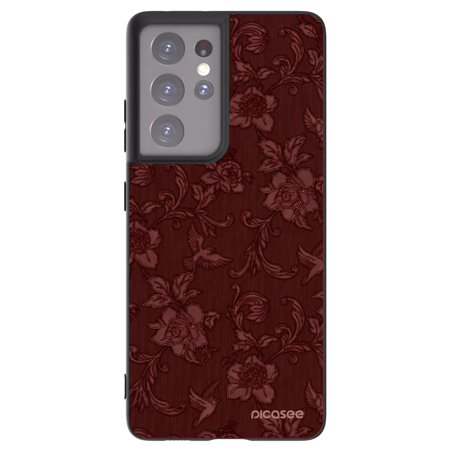 Picasee Μαύρη θήκη σιλικόνης για Samsung Galaxy S21 Ultra 5G G998B - Red Elegance