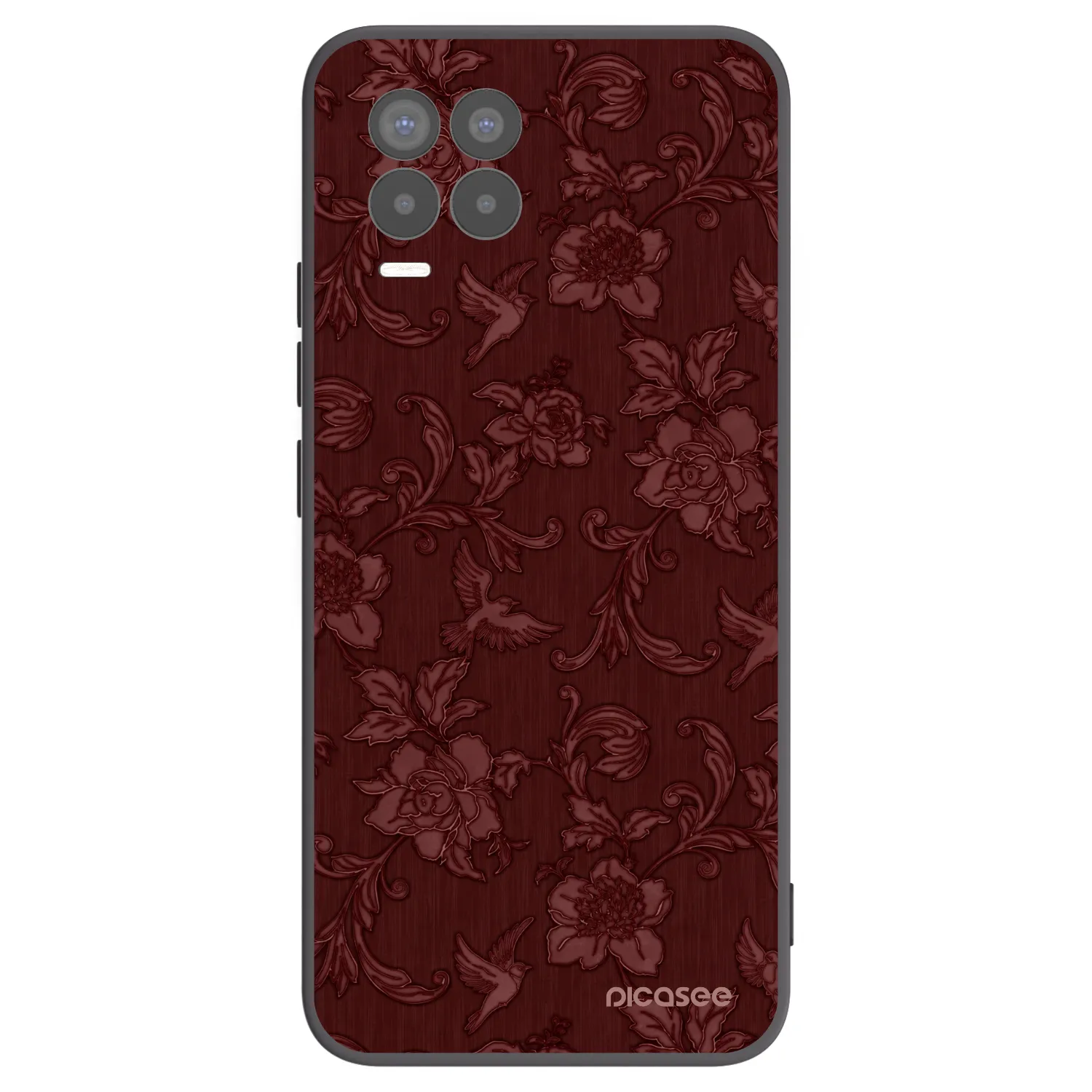 Picasee Μαύρη θήκη σιλικόνης για Realme 8 4G - Red Elegance