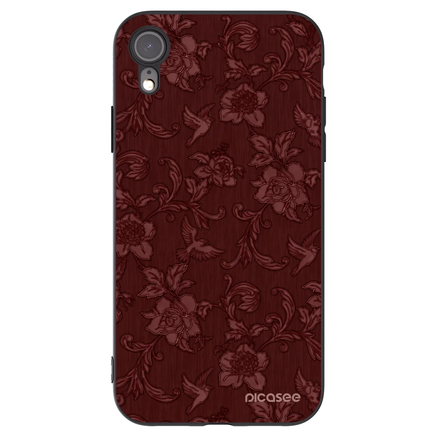Picasee Μαύρη θήκη σιλικόνης για Apple iPhone XR - Red Elegance