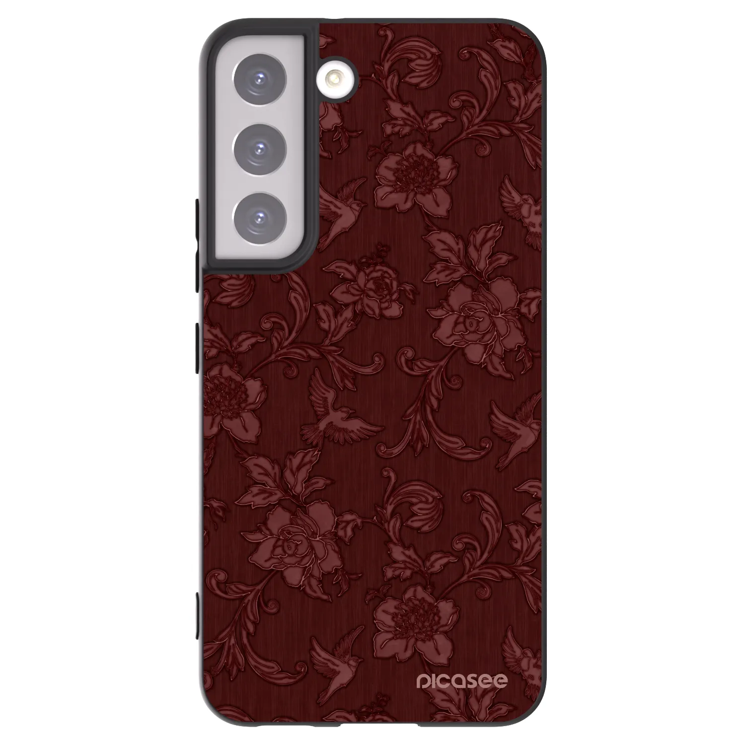 Picasee Μαύρη θήκη σιλικόνης για Samsung Galaxy S22 5G - Red Elegance