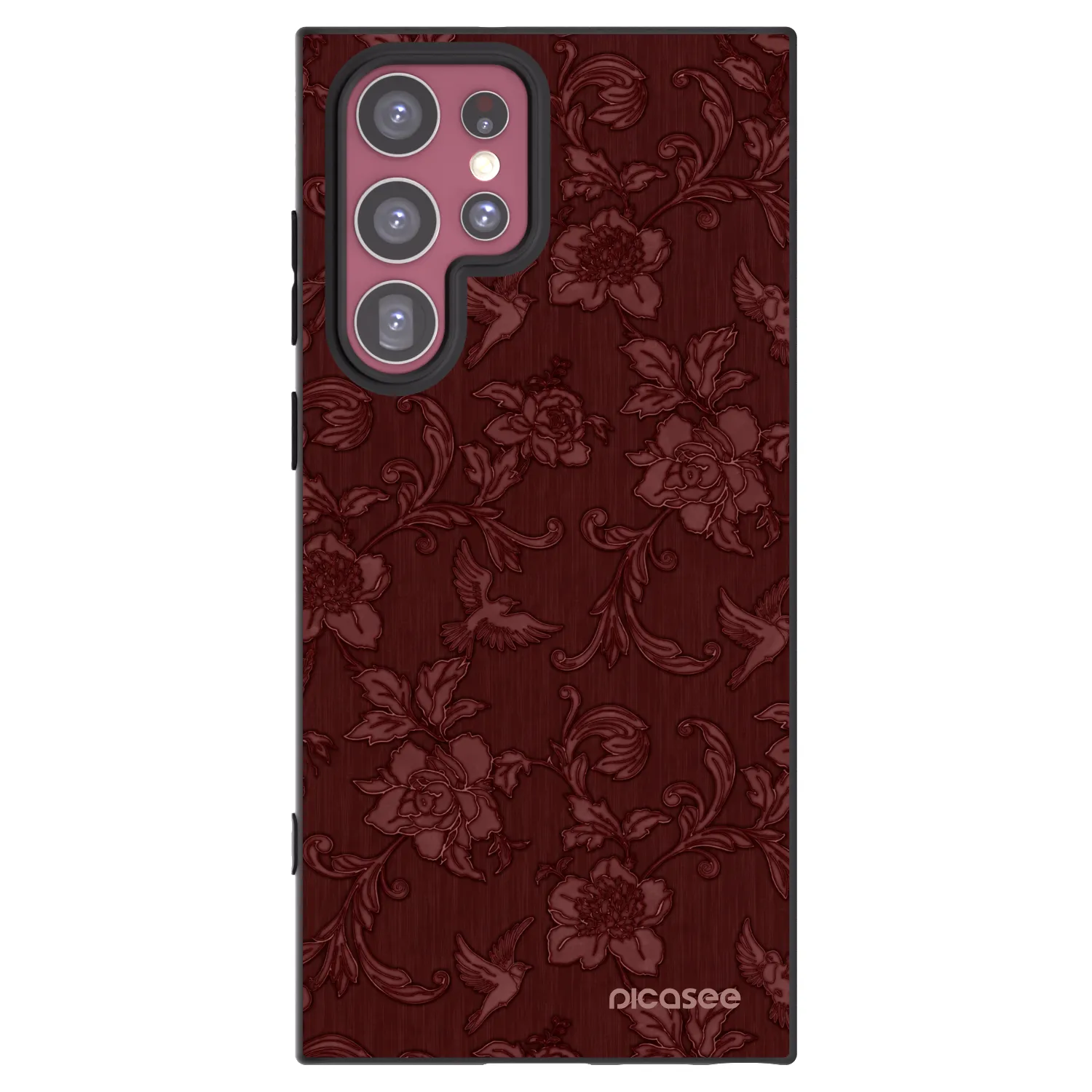 Picasee Μαύρη θήκη σιλικόνης για Samsung Galaxy S22 Ultra 5G - Red Elegance