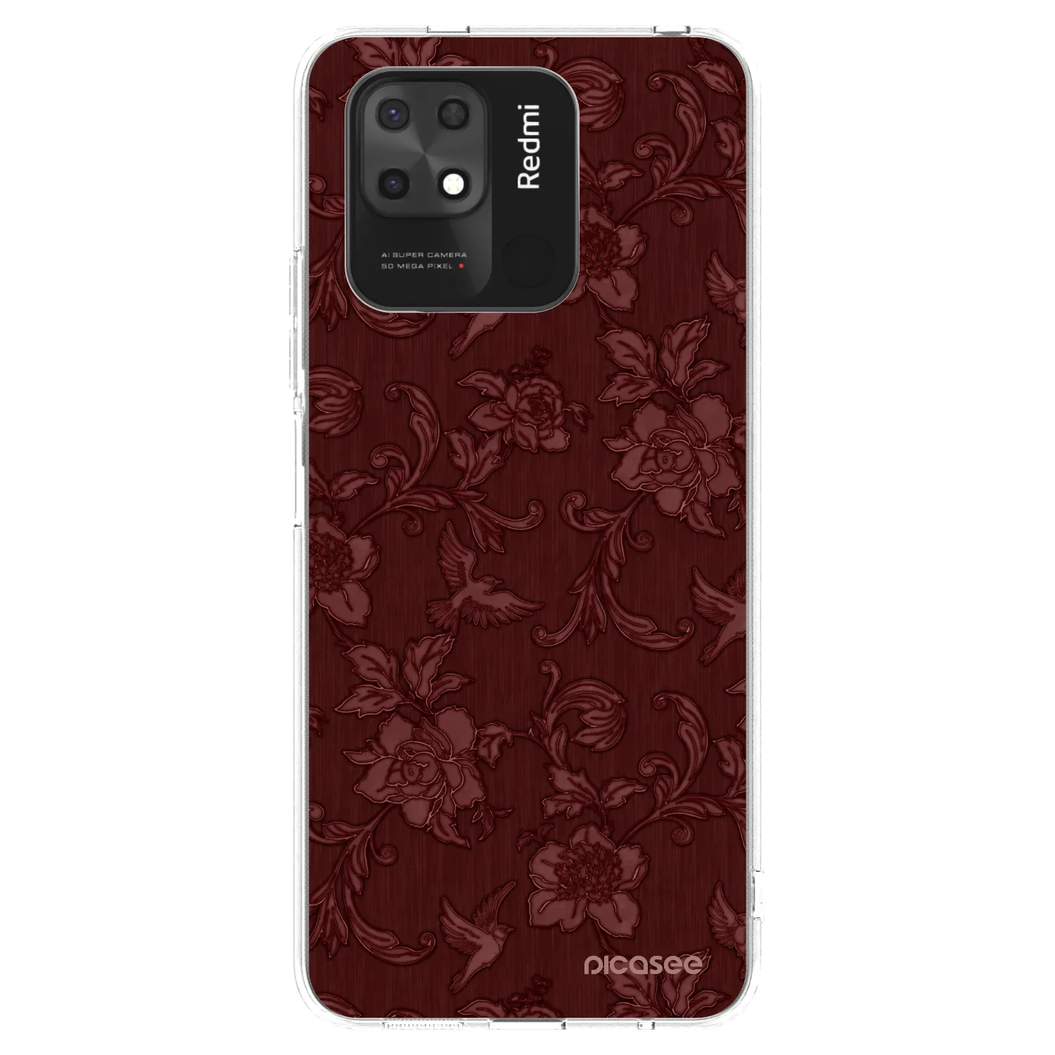Picasee διαφανής θήκη σιλικόνης Xiaomi Redmi 10C - Red Elegance