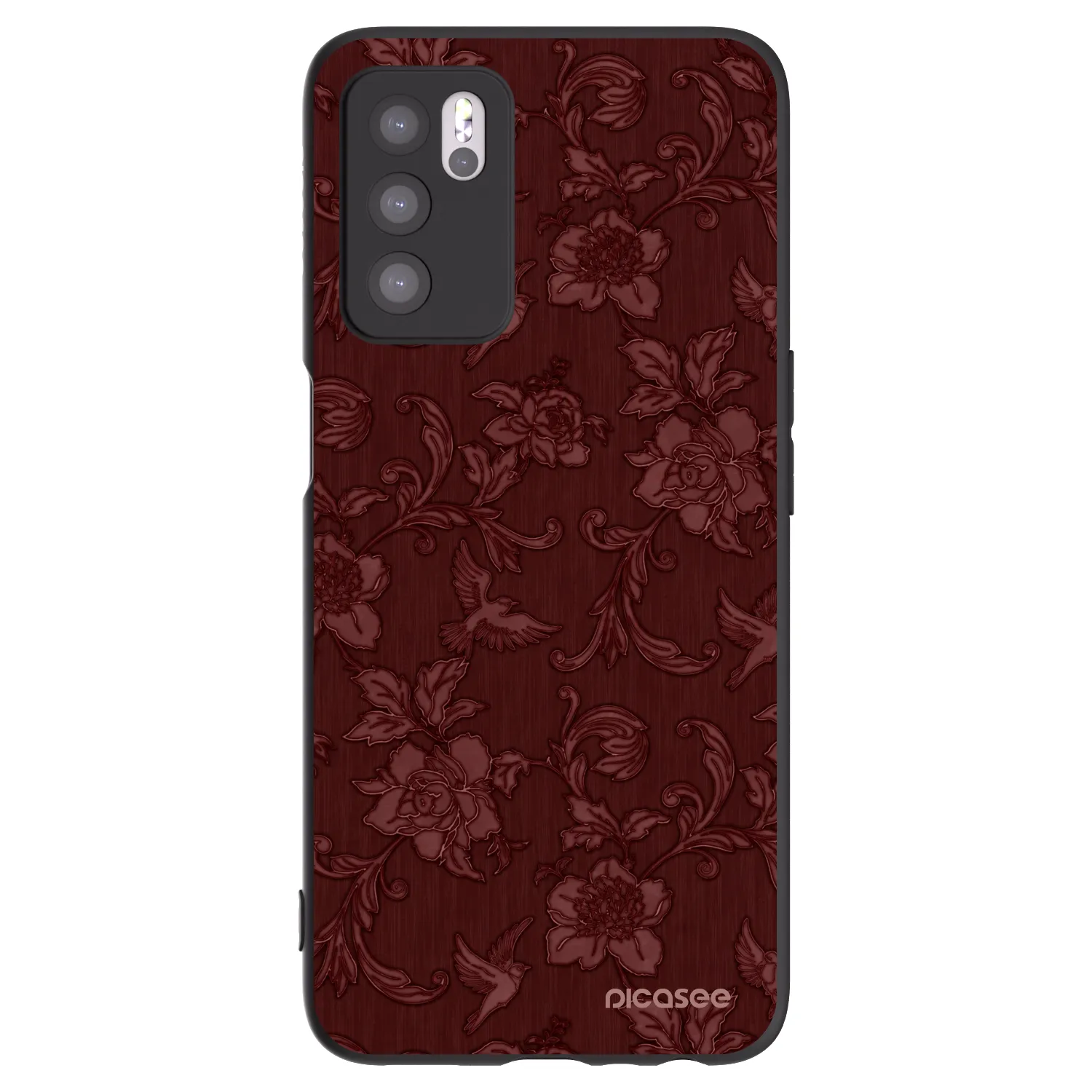 Picasee Μαύρη θήκη σιλικόνης για OPPO A16 - Red Elegance
