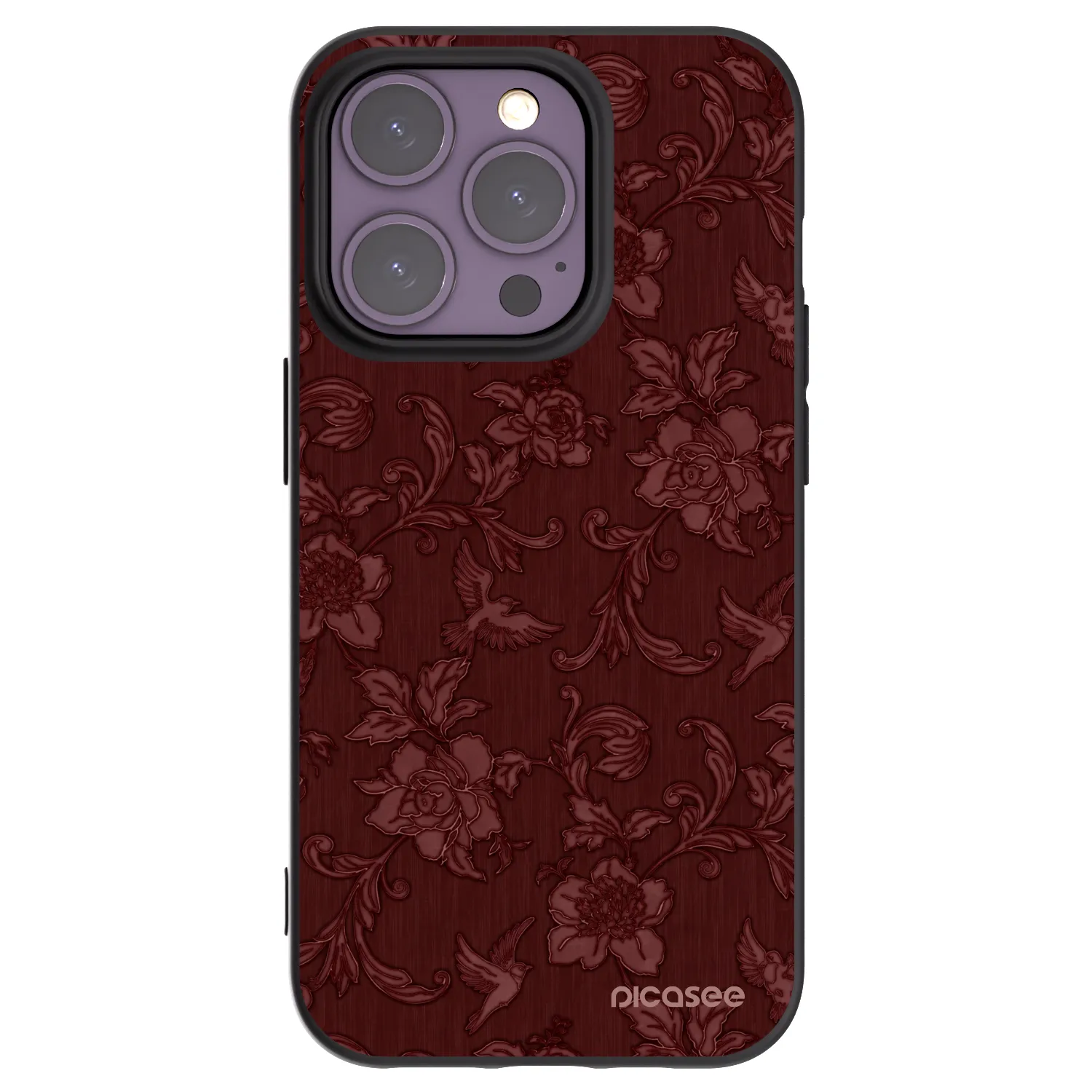 Picasee Μαύρη θήκη σιλικόνης για Apple iPhone 14 Pro - Red Elegance