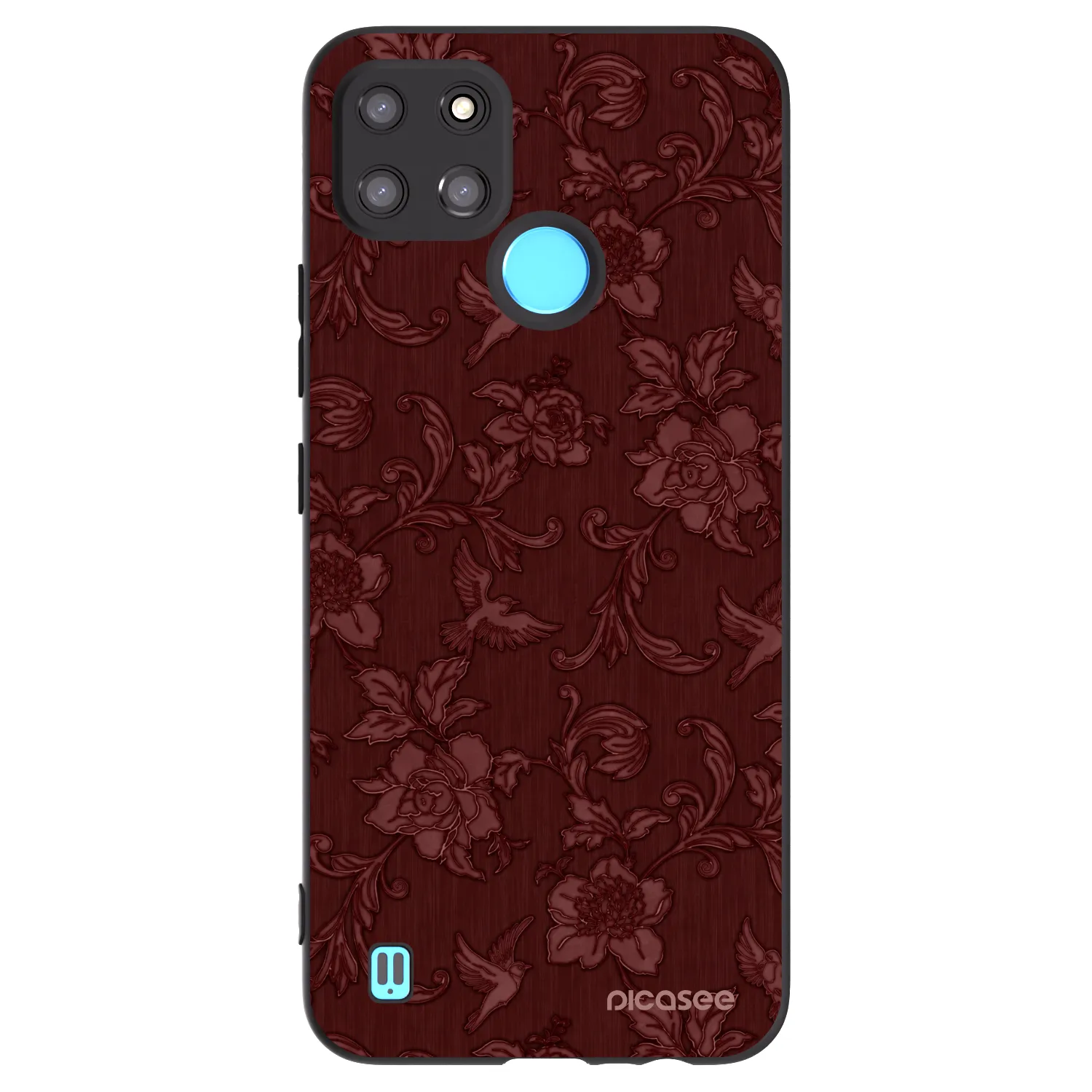 Picasee Μαύρη θήκη σιλικόνης για Realme C21Y - Red Elegance