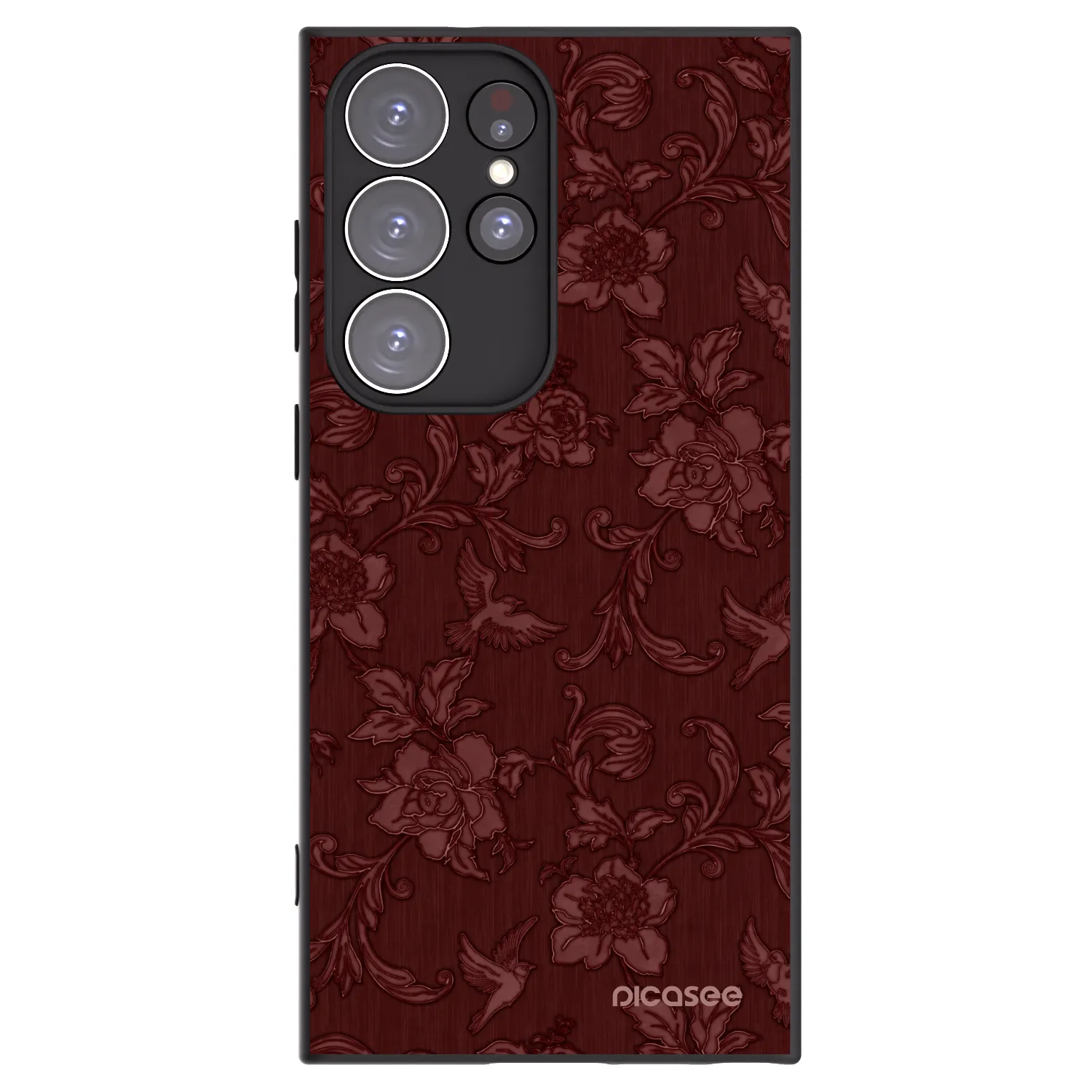 Picasee Μαύρη θήκη σιλικόνης για Samsung Galaxy S23 Ultra 5G - Red Elegance