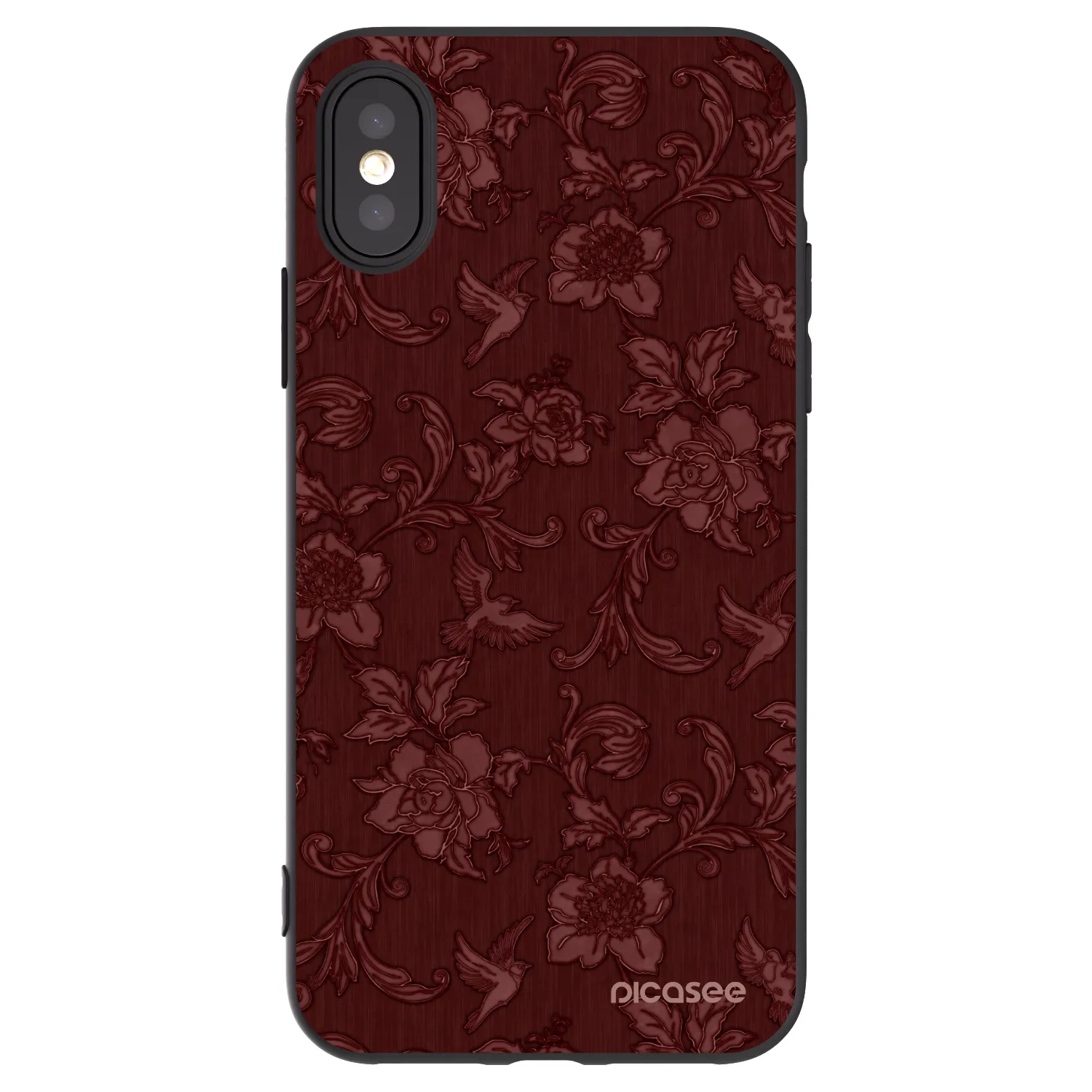 Picasee Μαύρη θήκη σιλικόνης για Apple iPhone X/XS - Red Elegance