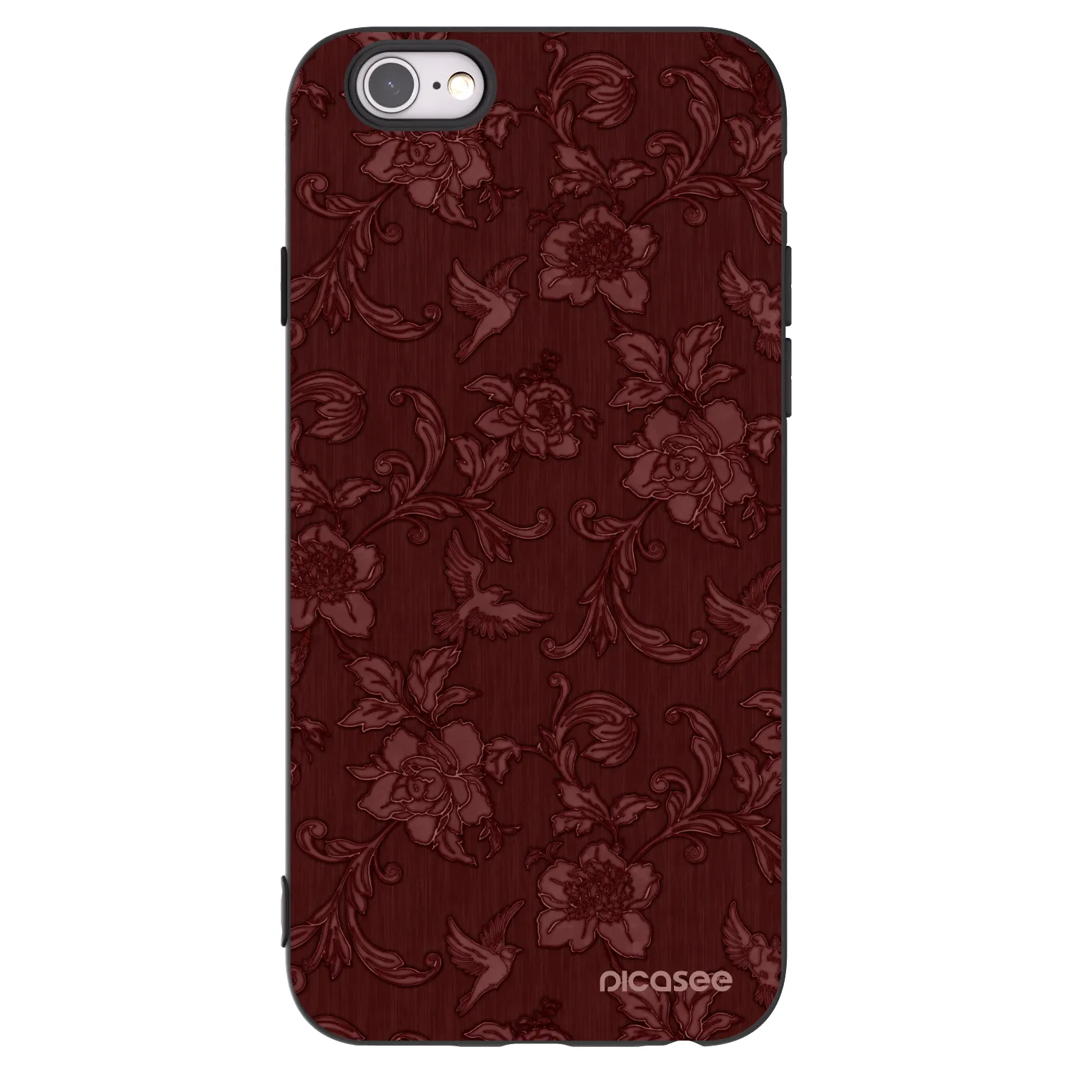Picasee Μαύρη θήκη σιλικόνης για Apple iPhone 6/6S - Red Elegance