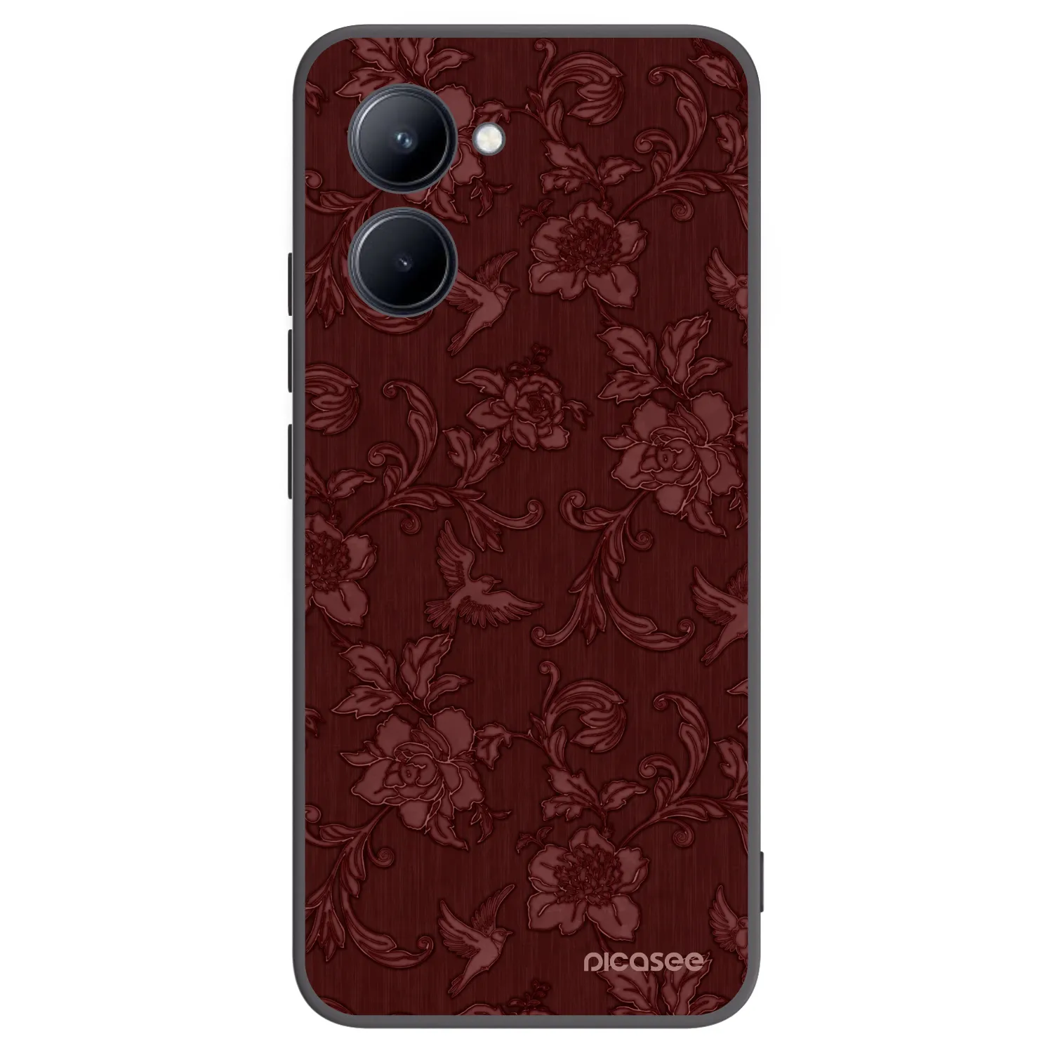 Picasee Μαύρη θήκη σιλικόνης για Realme C33 (2023) - Red Elegance
