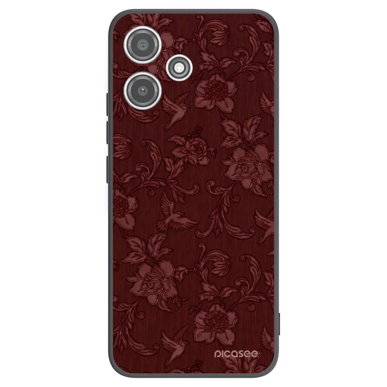 Picasee Μαύρη θήκη σιλικόνης για Xiaomi Redmi 12 5G - Red Elegance