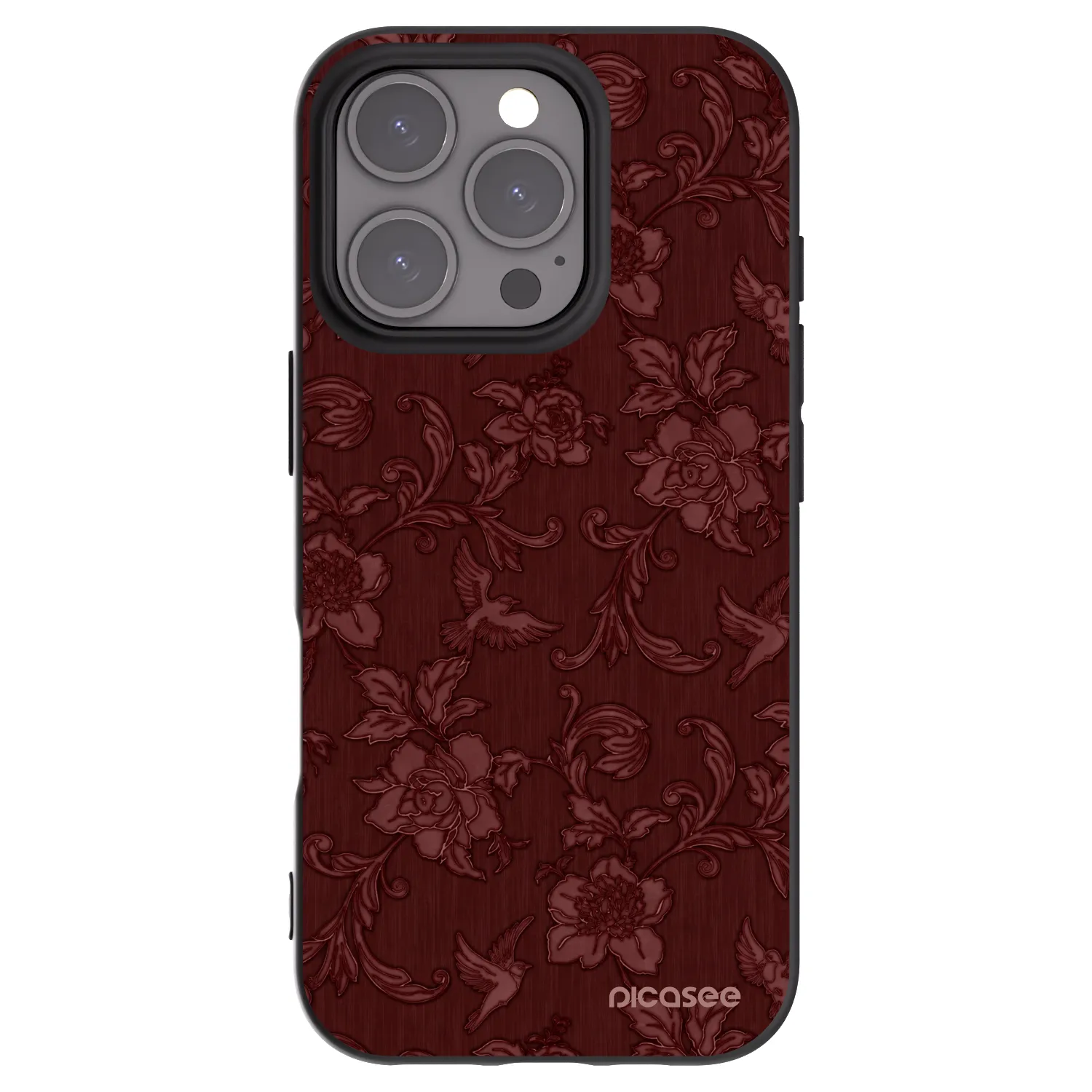 Picasee Μαύρη θήκη σιλικόνης για Apple iPhone 16 Pro - Red Elegance