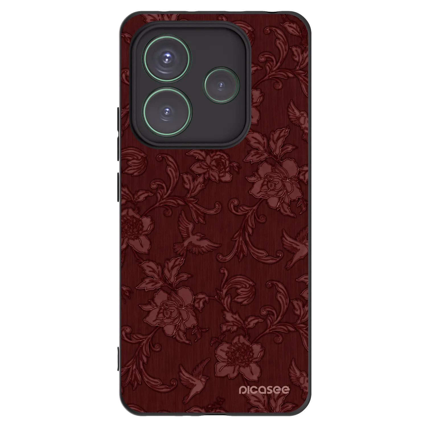 Picasee Μαύρη θήκη σιλικόνης για Xiaomi Redmi Note 14 5G - Red Elegance