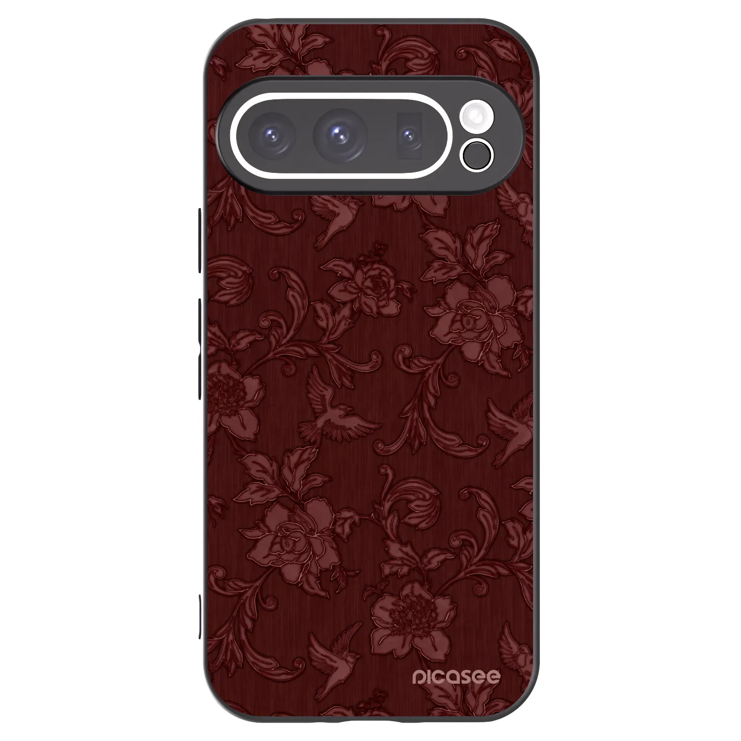 Picasee Μαύρη θήκη σιλικόνης για Google Pixel 9 Pro - Red Elegance