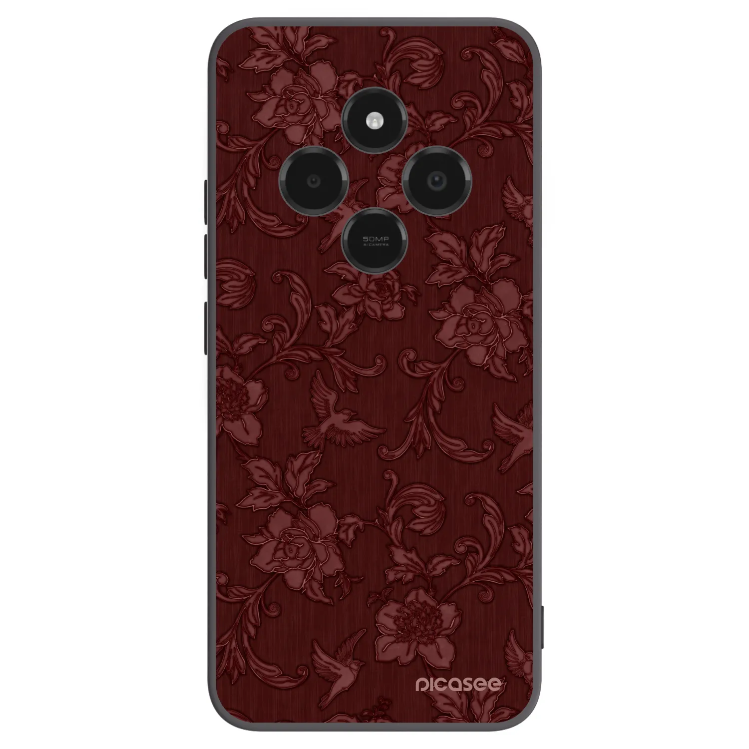 Picasee Μαύρη θήκη σιλικόνης για Xiaomi Poco C75 - Red Elegance