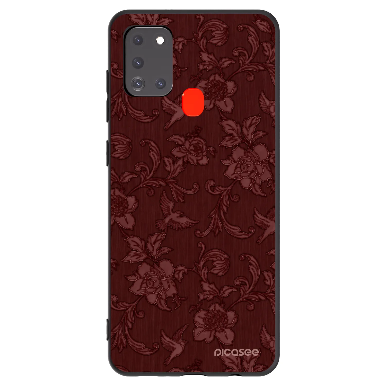 Picasee Μαύρη θήκη σιλικόνης για Samsung Galaxy A21s - Red Elegance