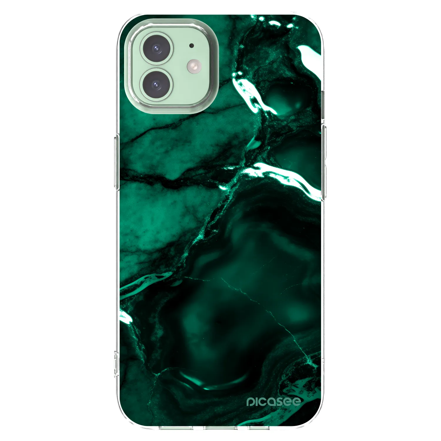 Picasee διαφανής θήκη σιλικόνης Apple iPhone 12 - Dark emerald