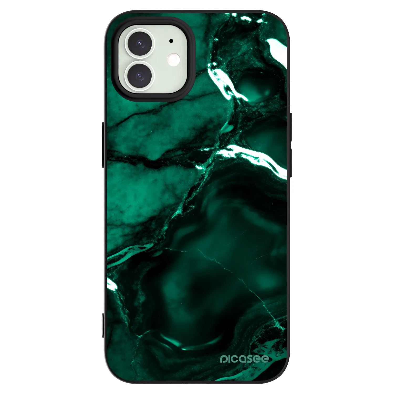 Picasee Μαύρη θήκη σιλικόνης για Apple iPhone 12 Pro - Dark emerald