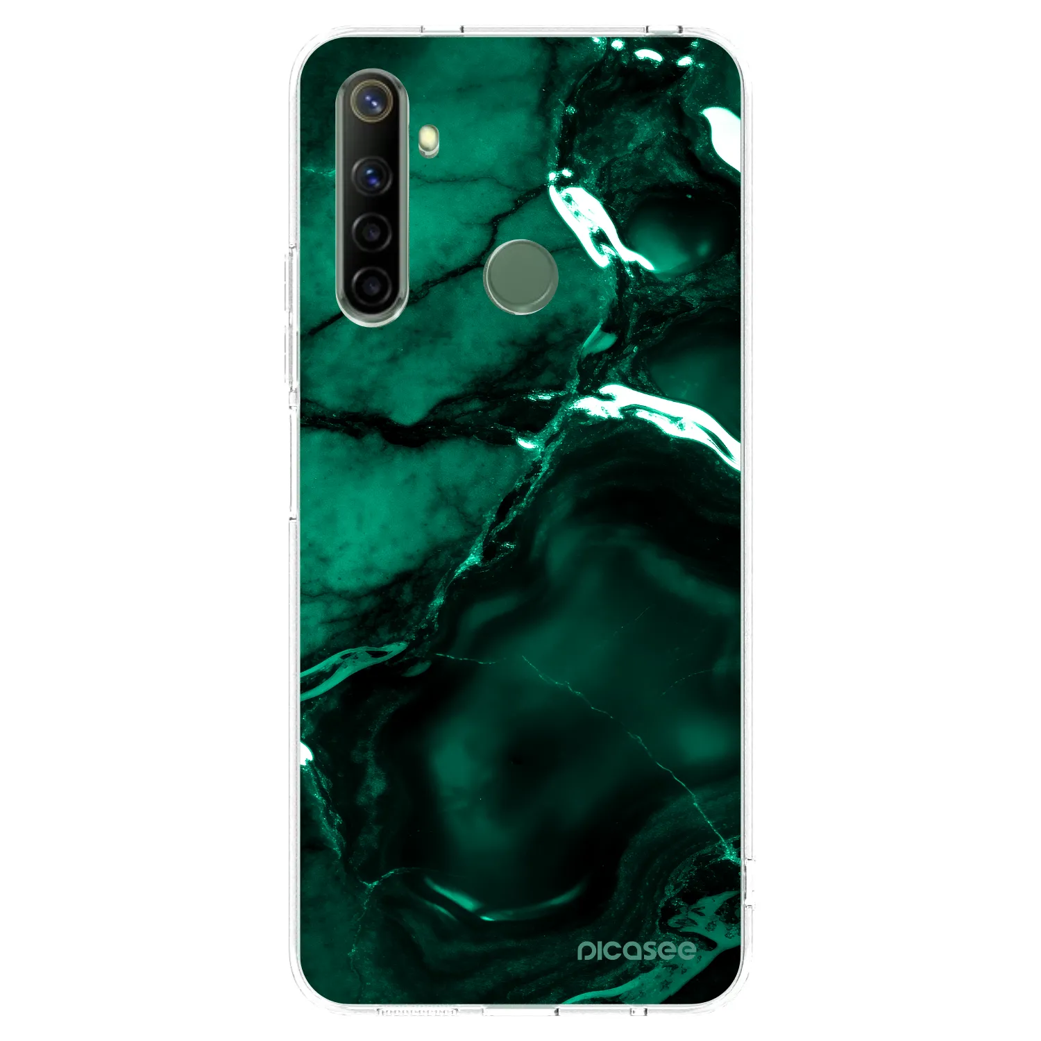 Picasee διαφανής θήκη σιλικόνης Realme 6i - Dark emerald