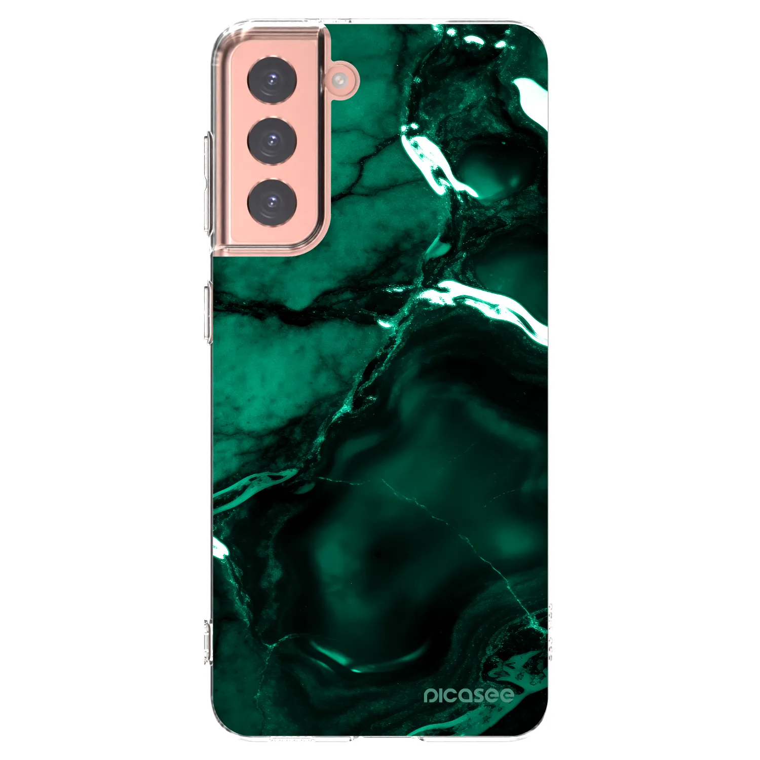 Picasee διαφανής θήκη σιλικόνης Samsung Galaxy S21 5G G991B - Dark emerald