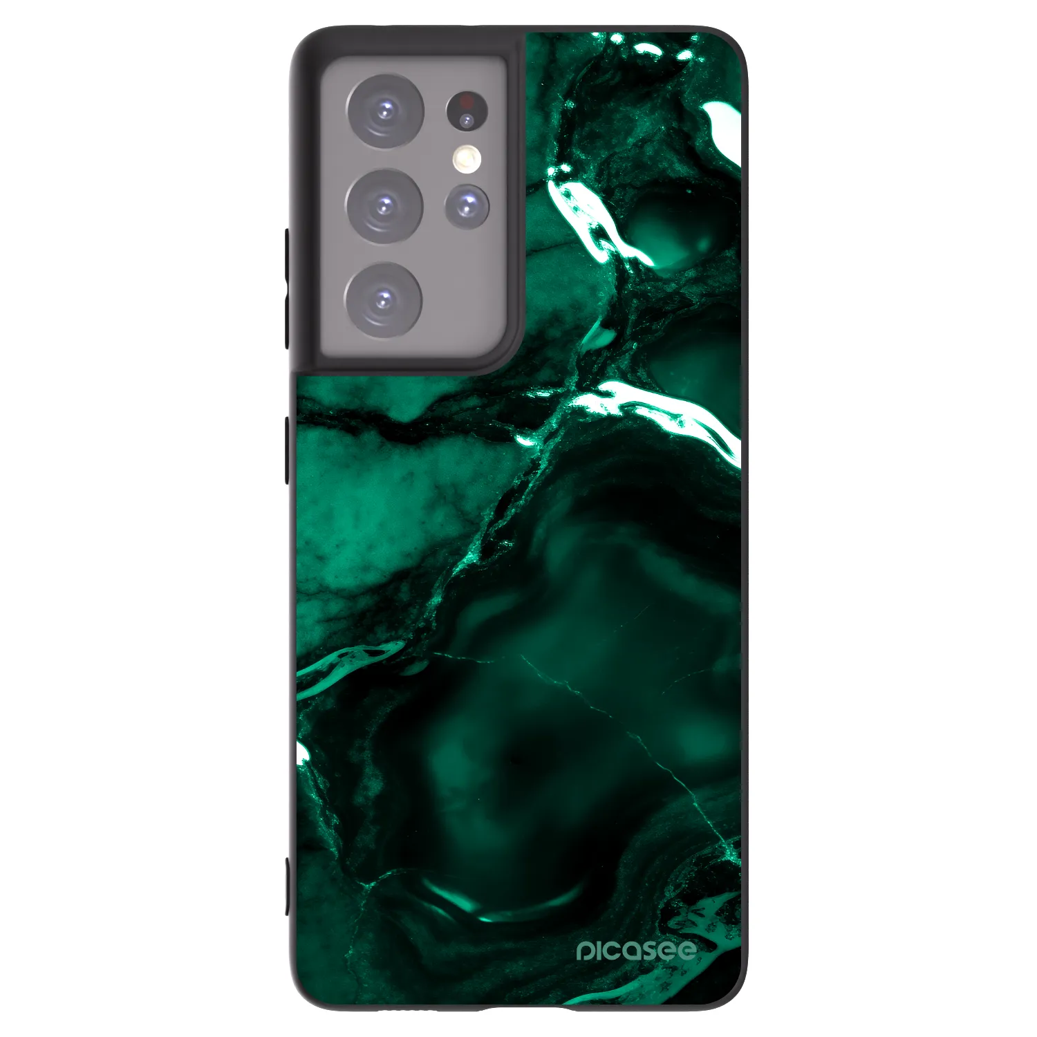 Picasee Μαύρη θήκη σιλικόνης για Samsung Galaxy S21 Ultra 5G G998B - Dark emerald