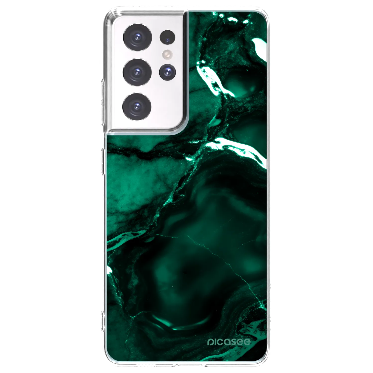 Picasee διαφανής θήκη σιλικόνης Samsung Galaxy S21 Ultra 5G G998B - Dark emerald