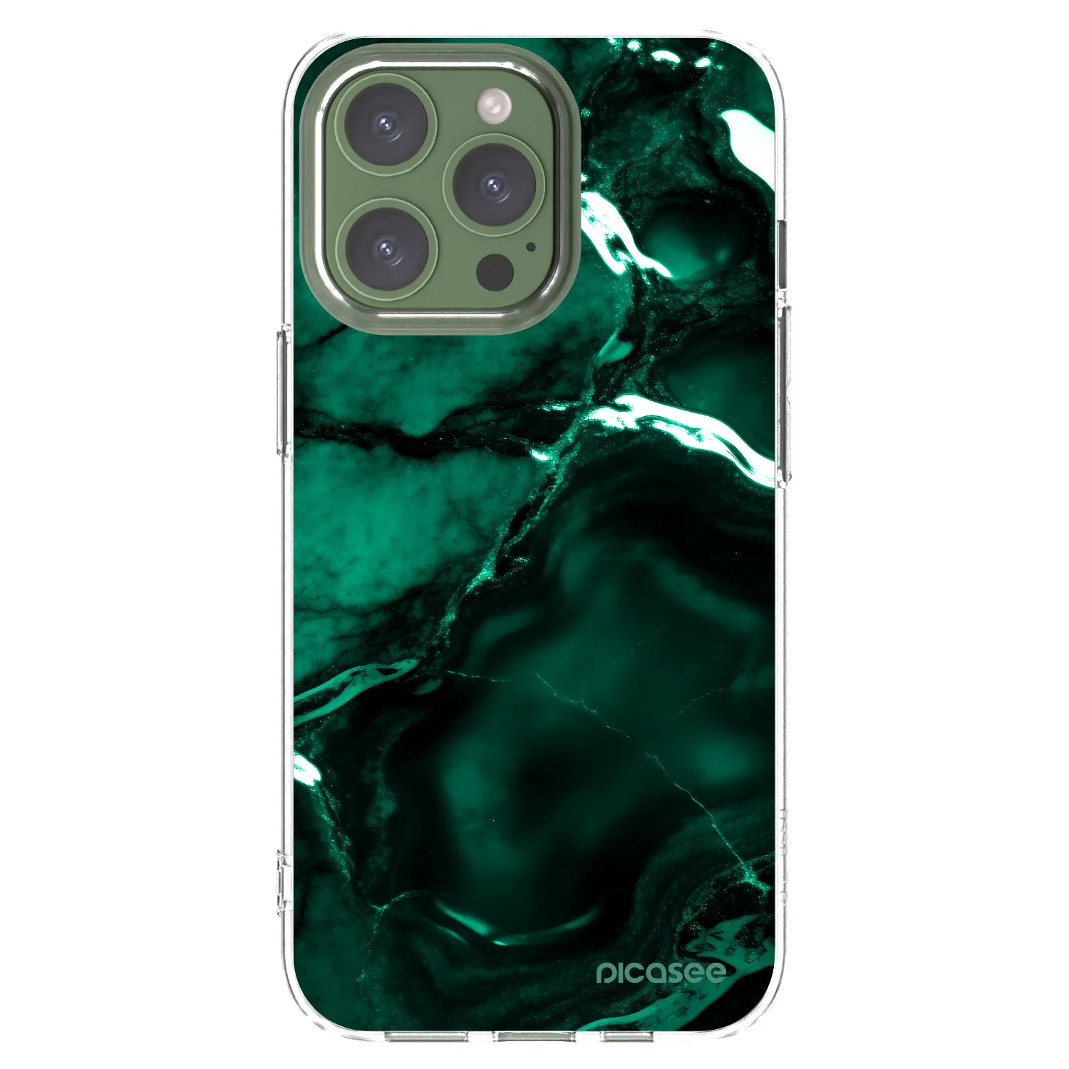 Picasee διαφανής θήκη σιλικόνης Apple iPhone 13 Pro - Dark emerald