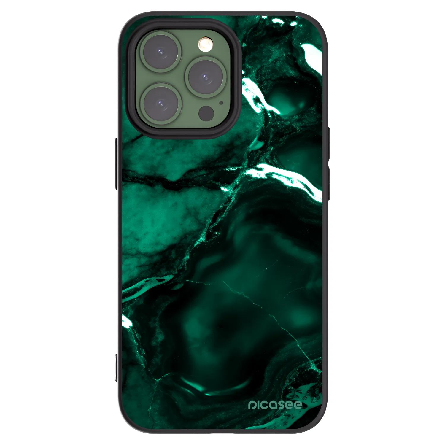 Picasee Μαύρη θήκη σιλικόνης για Apple iPhone 13 Pro - Dark emerald