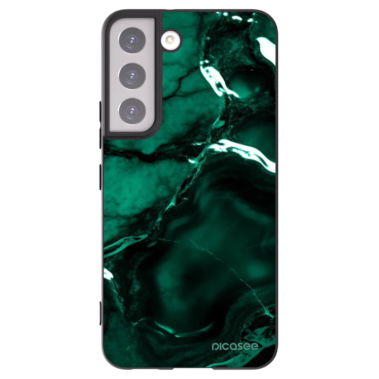 Picasee Μαύρη θήκη σιλικόνης για Samsung Galaxy S22 5G - Dark emerald