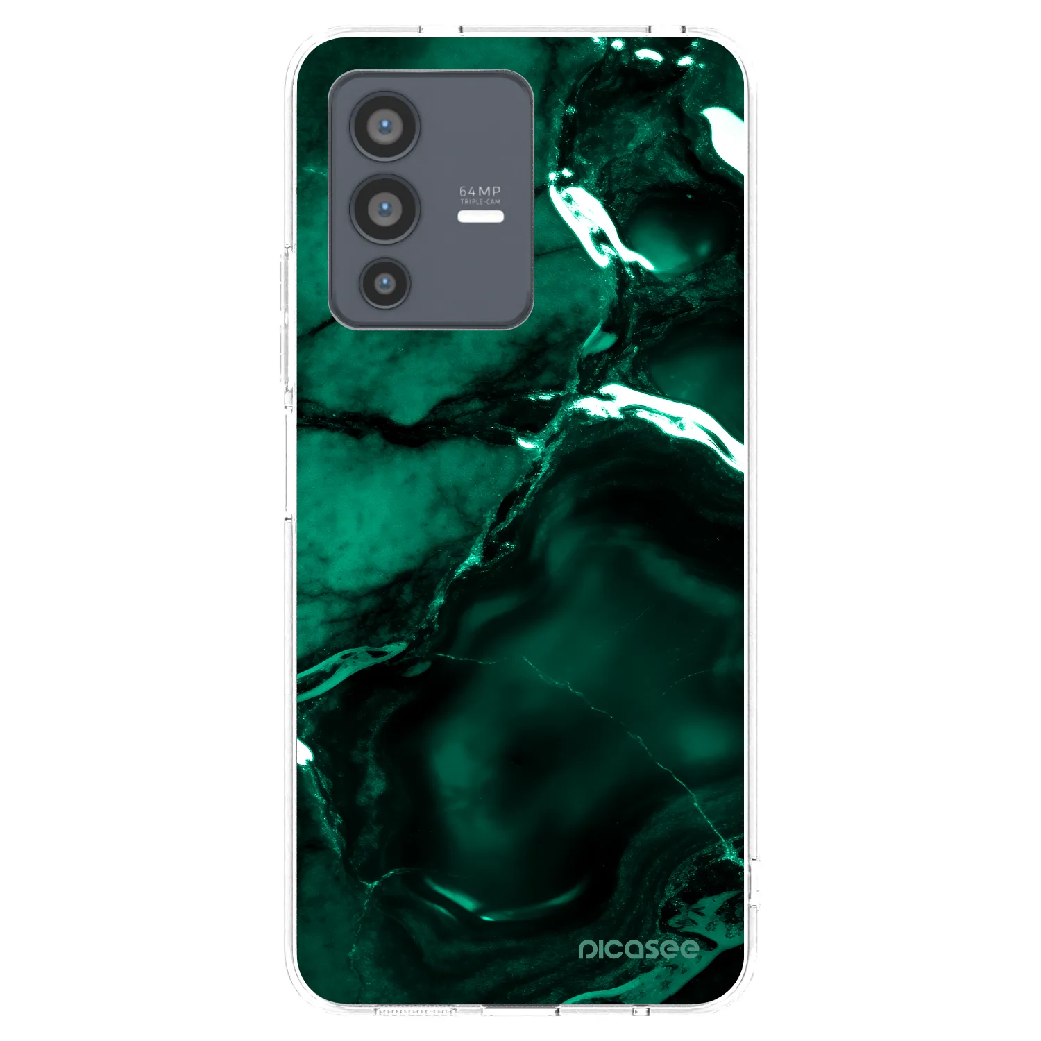 Picasee διαφανής θήκη σιλικόνης Vivo V23 5G - Dark emerald
