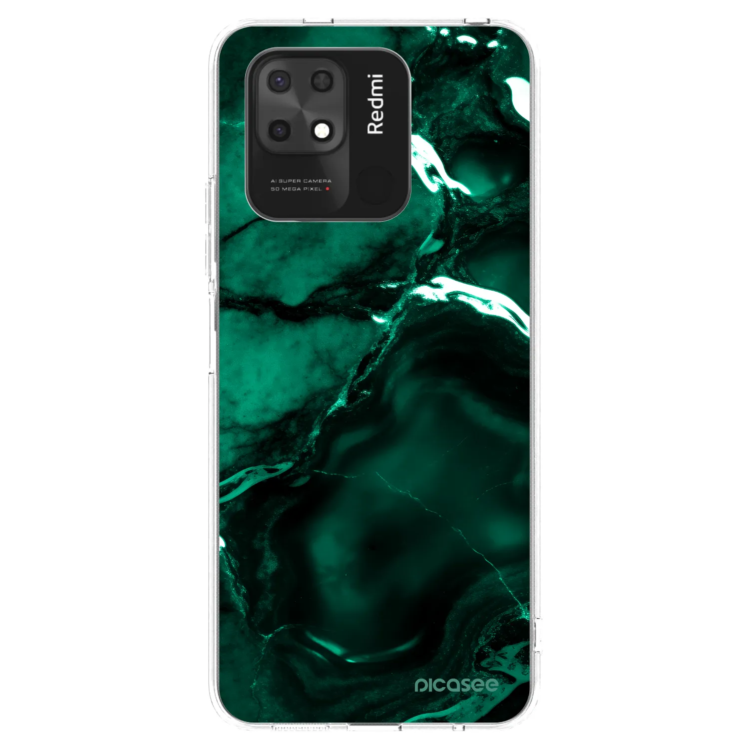 Picasee διαφανής θήκη σιλικόνης Xiaomi Redmi 10C - Dark emerald