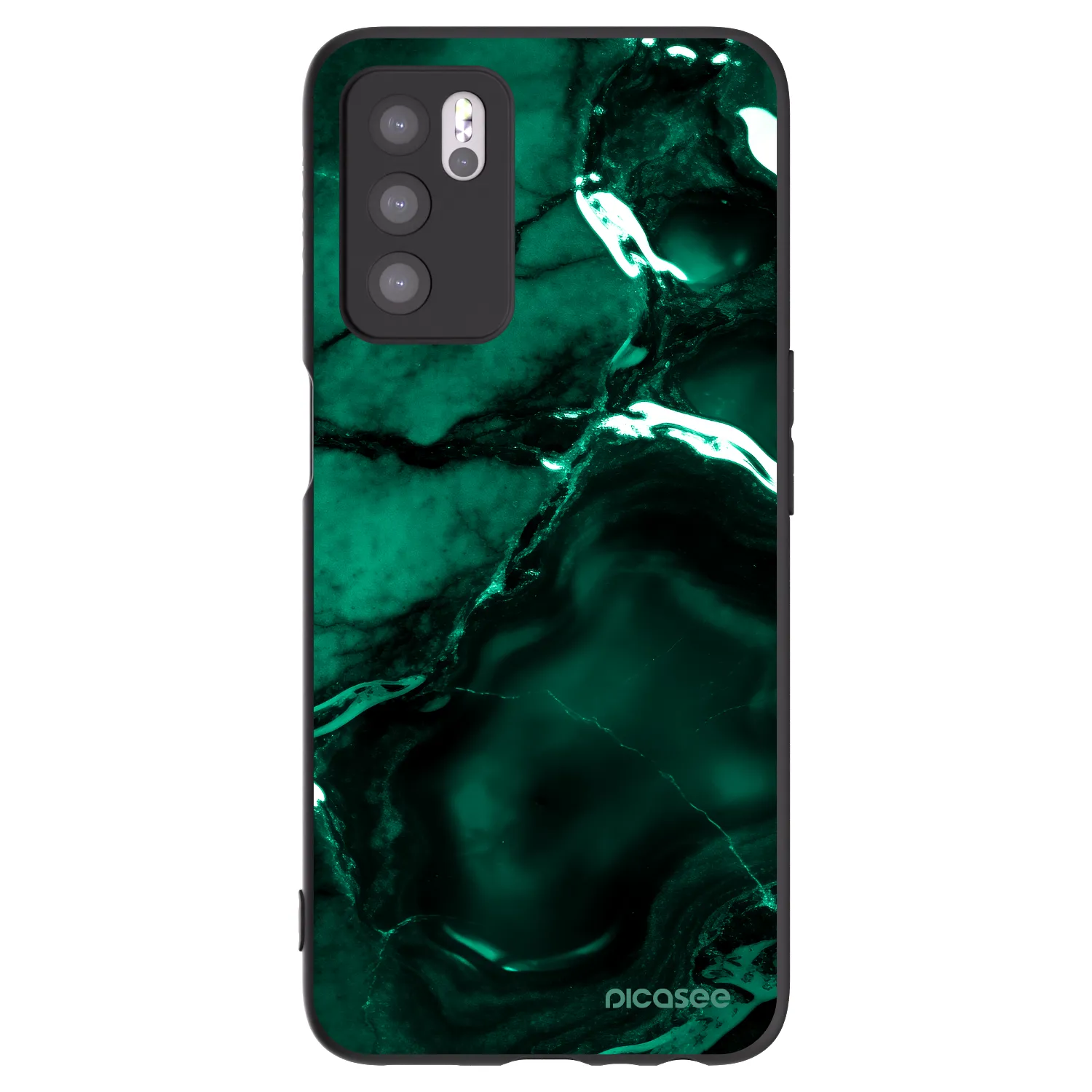 Picasee Μαύρη θήκη σιλικόνης για OPPO A16s - Dark emerald