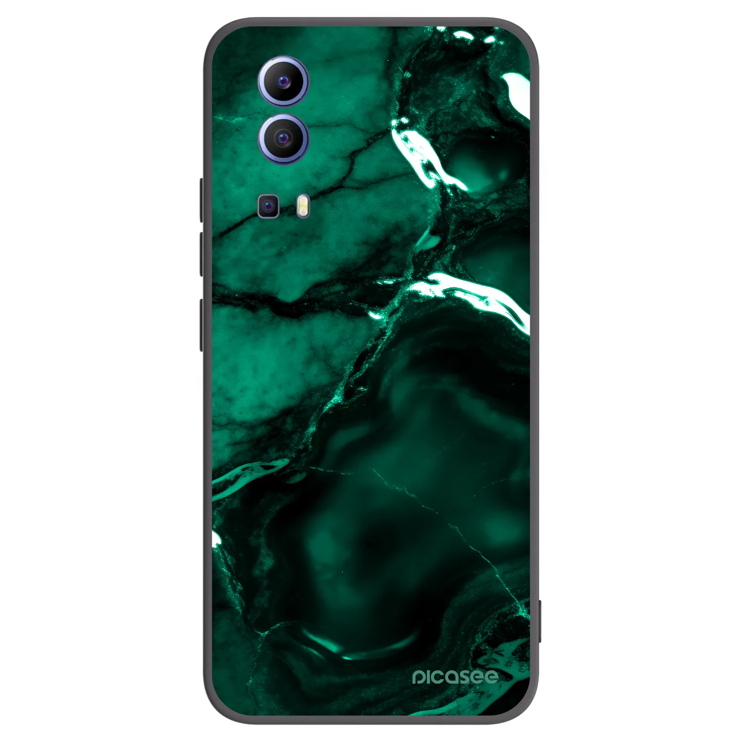 Picasee Μαύρη θήκη σιλικόνης για Vivo Y52 5G - Dark emerald