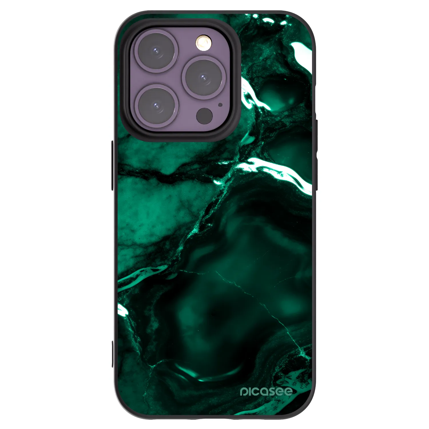 Picasee Μαύρη θήκη σιλικόνης για Apple iPhone 14 Pro - Dark emerald