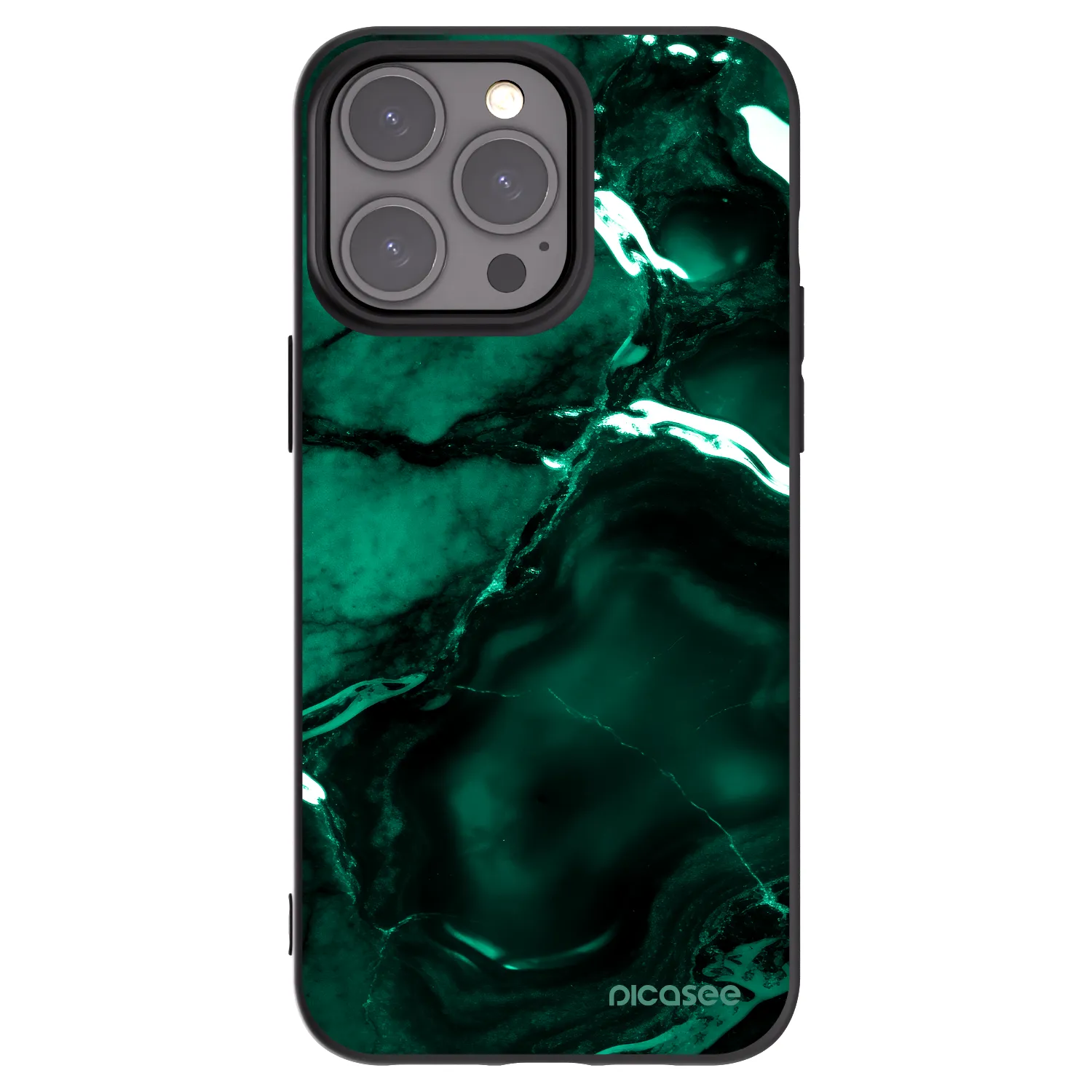 Picasee Μαύρη θήκη σιλικόνης για Apple iPhone 15 Pro Max - Dark emerald