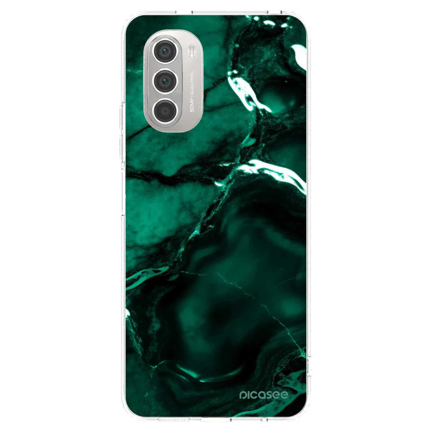 Picasee διαφανής θήκη σιλικόνης Motorola Moto G51 - Dark emerald