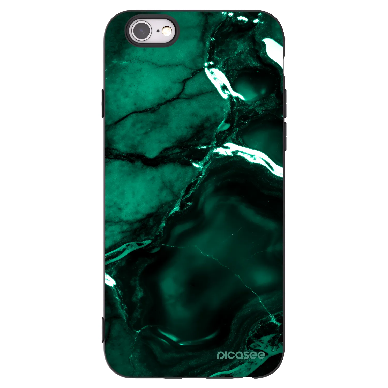 Picasee Μαύρη θήκη σιλικόνης για Apple iPhone 6/6S - Dark emerald