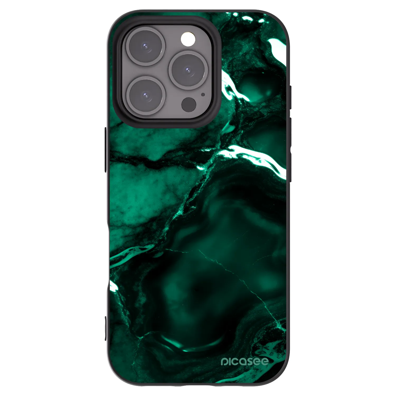 Picasee Μαύρη θήκη σιλικόνης για Apple iPhone 16 Pro - Dark emerald