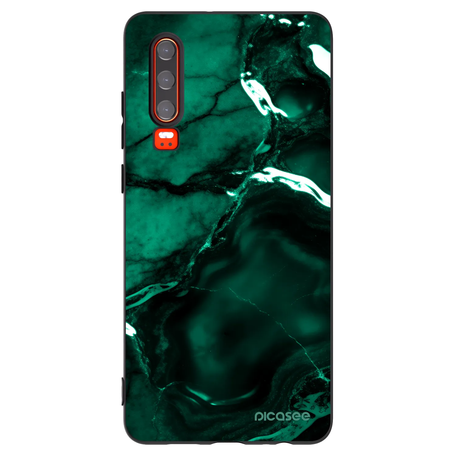 Picasee Μαύρη θήκη σιλικόνης για Huawei P30 - Dark emerald