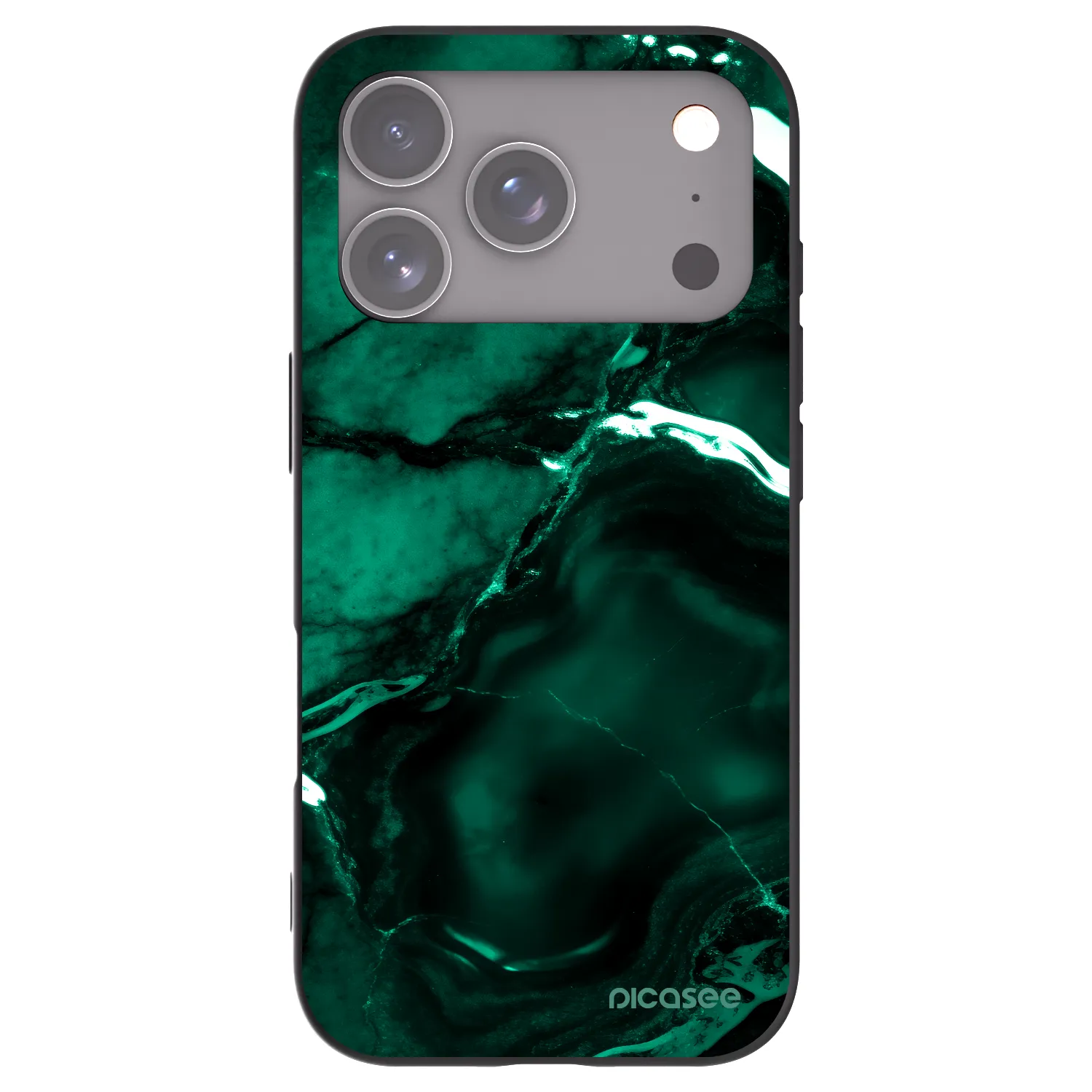 Picasee Μαύρη θήκη σιλικόνης για Apple iPhone 17 Pro - Dark emerald
