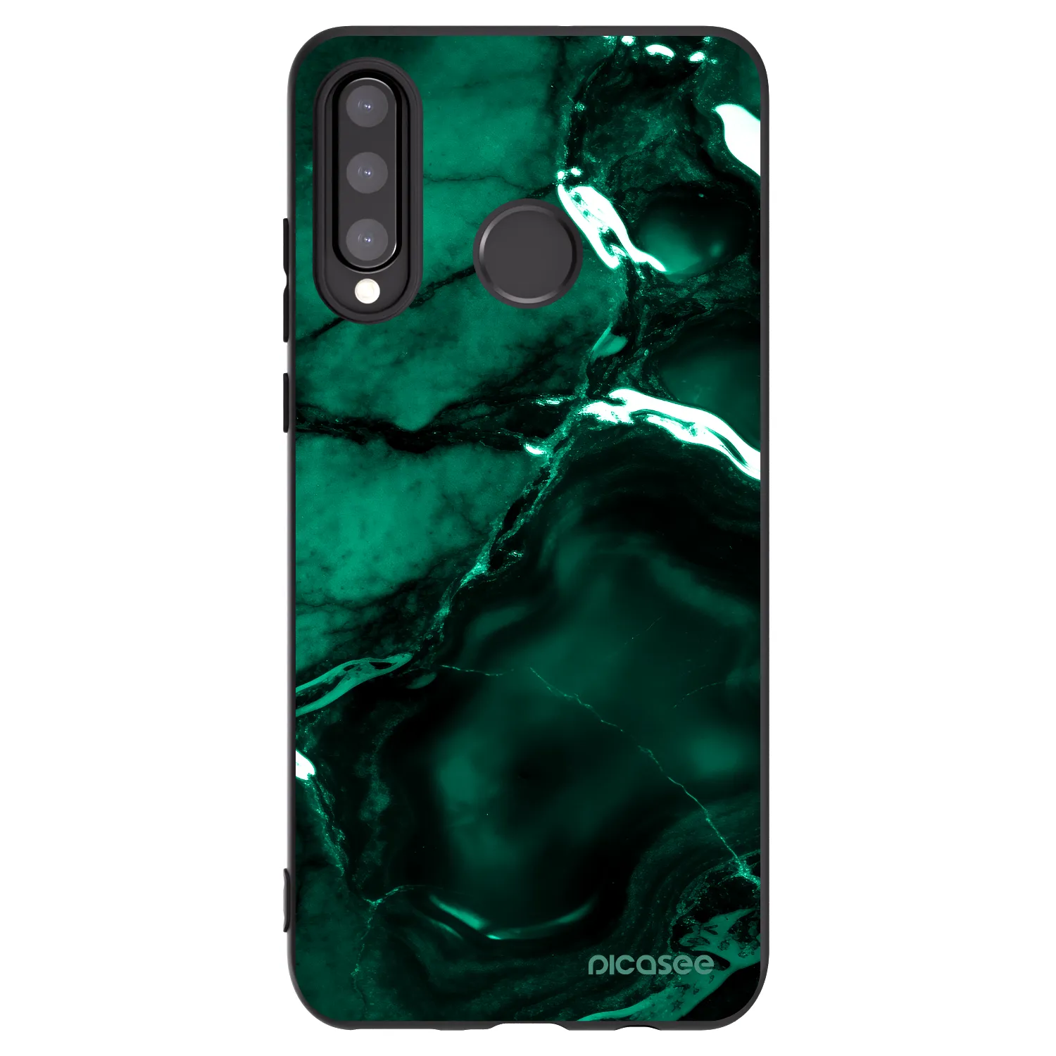 Picasee Μαύρη θήκη σιλικόνης για Huawei P30 Lite - Dark emerald