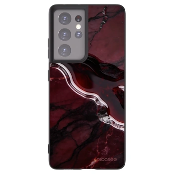 Picasee Μαύρη θήκη σιλικόνης για Samsung Galaxy S21 Ultra 5G G998B - Cherry stone