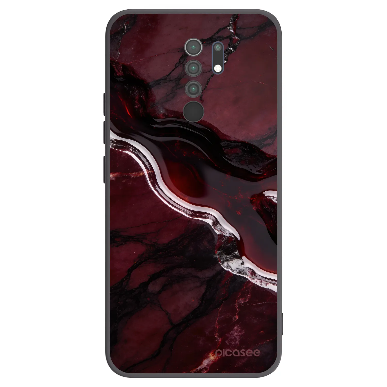 Picasee Μαύρη θήκη σιλικόνης για Xiaomi Redmi 9 - Cherry stone