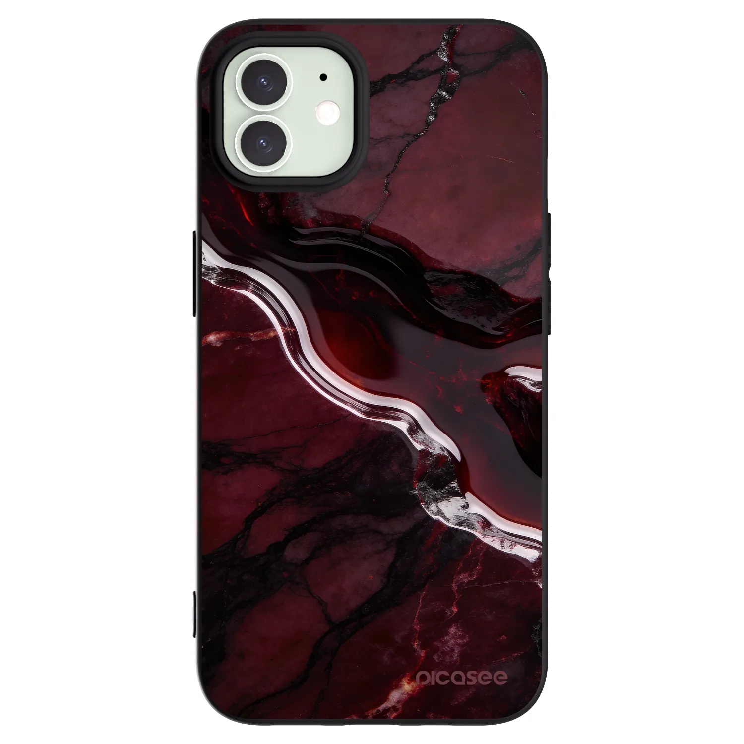 Picasee Μαύρη θήκη σιλικόνης για Apple iPhone 12 Pro - Cherry stone