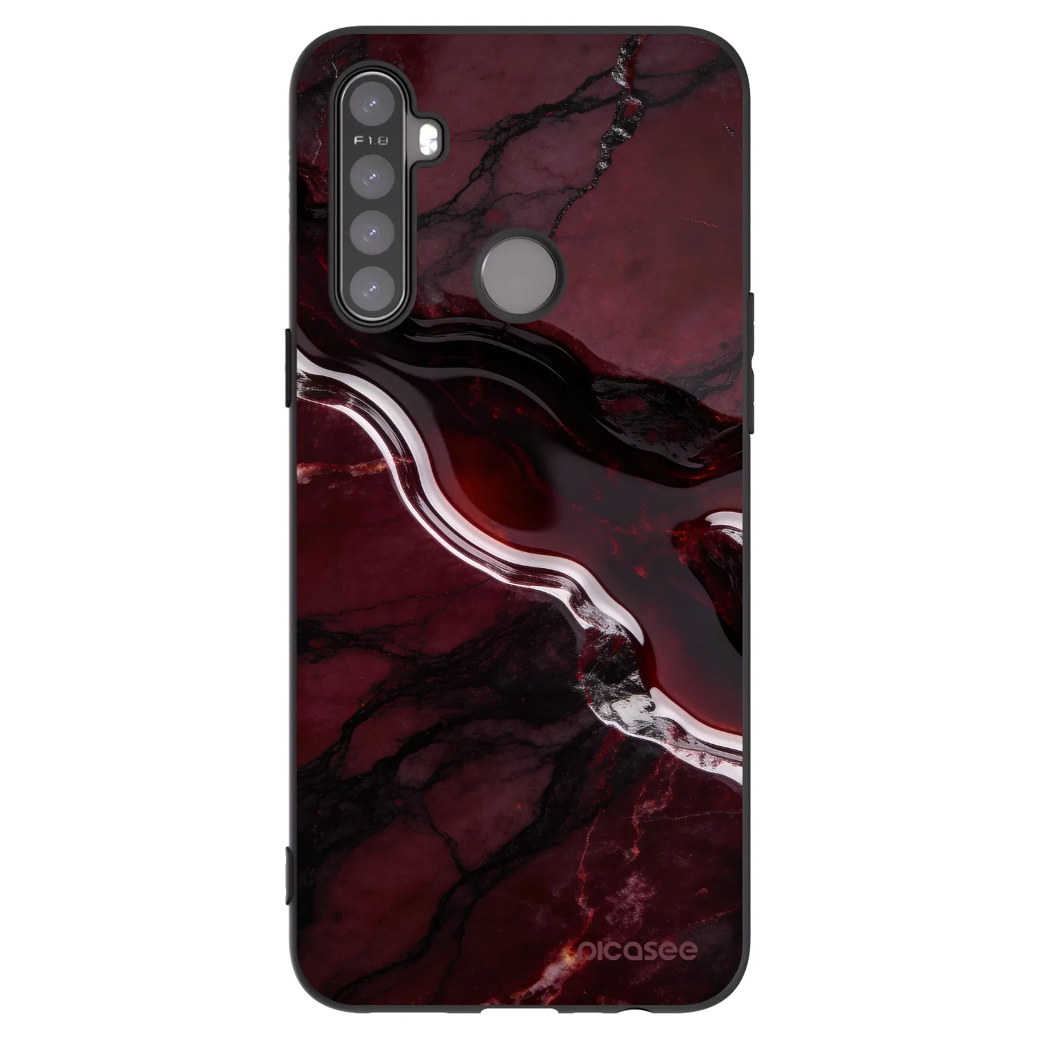 Picasee Μαύρη θήκη σιλικόνης για Realme 6i - Cherry stone