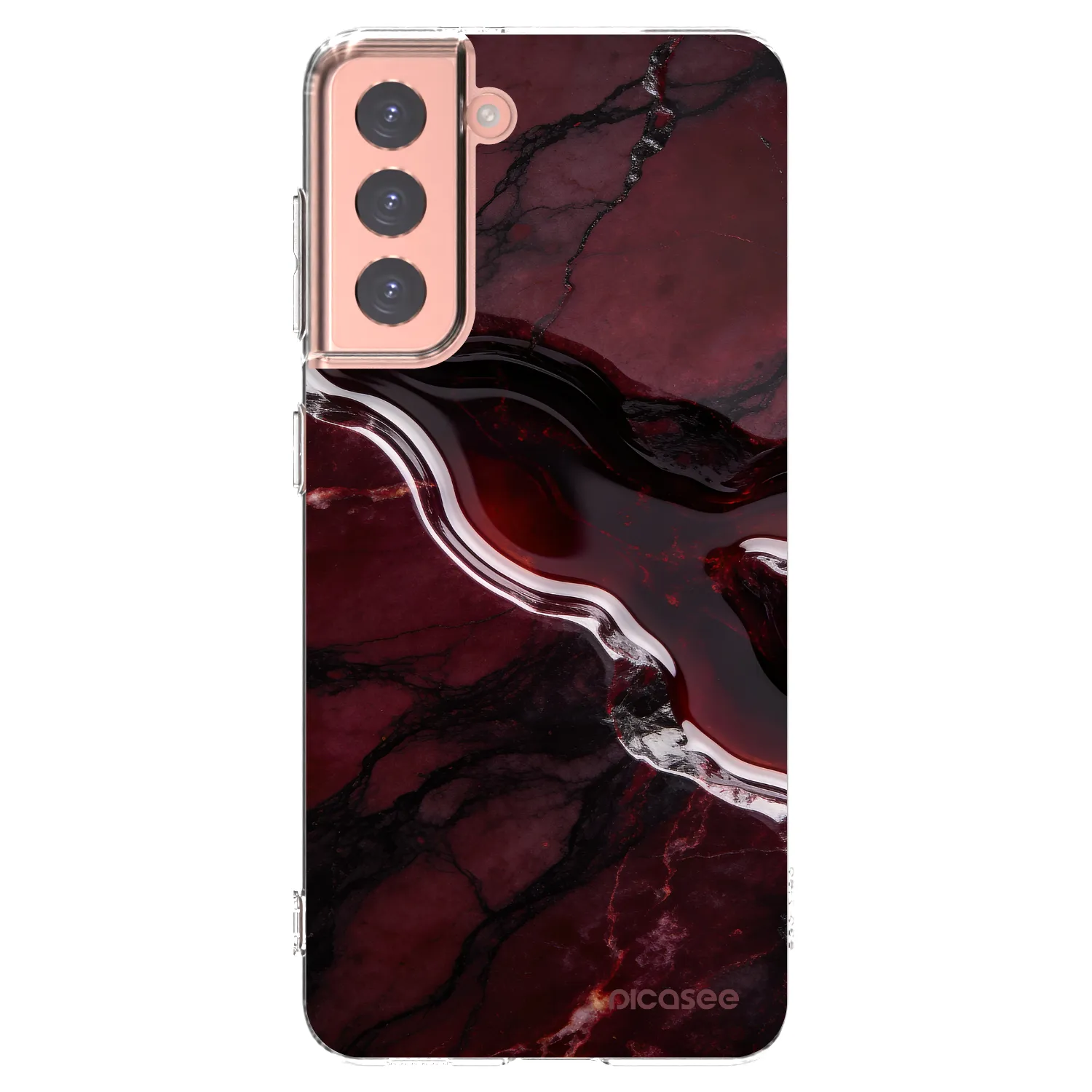 Picasee διαφανής θήκη σιλικόνης Samsung Galaxy S21 5G G991B - Cherry stone