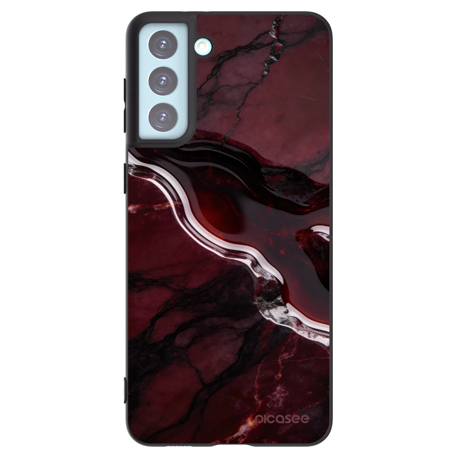 Picasee Μαύρη θήκη σιλικόνης για Samsung Galaxy S21+ 5G G996F - Cherry stone