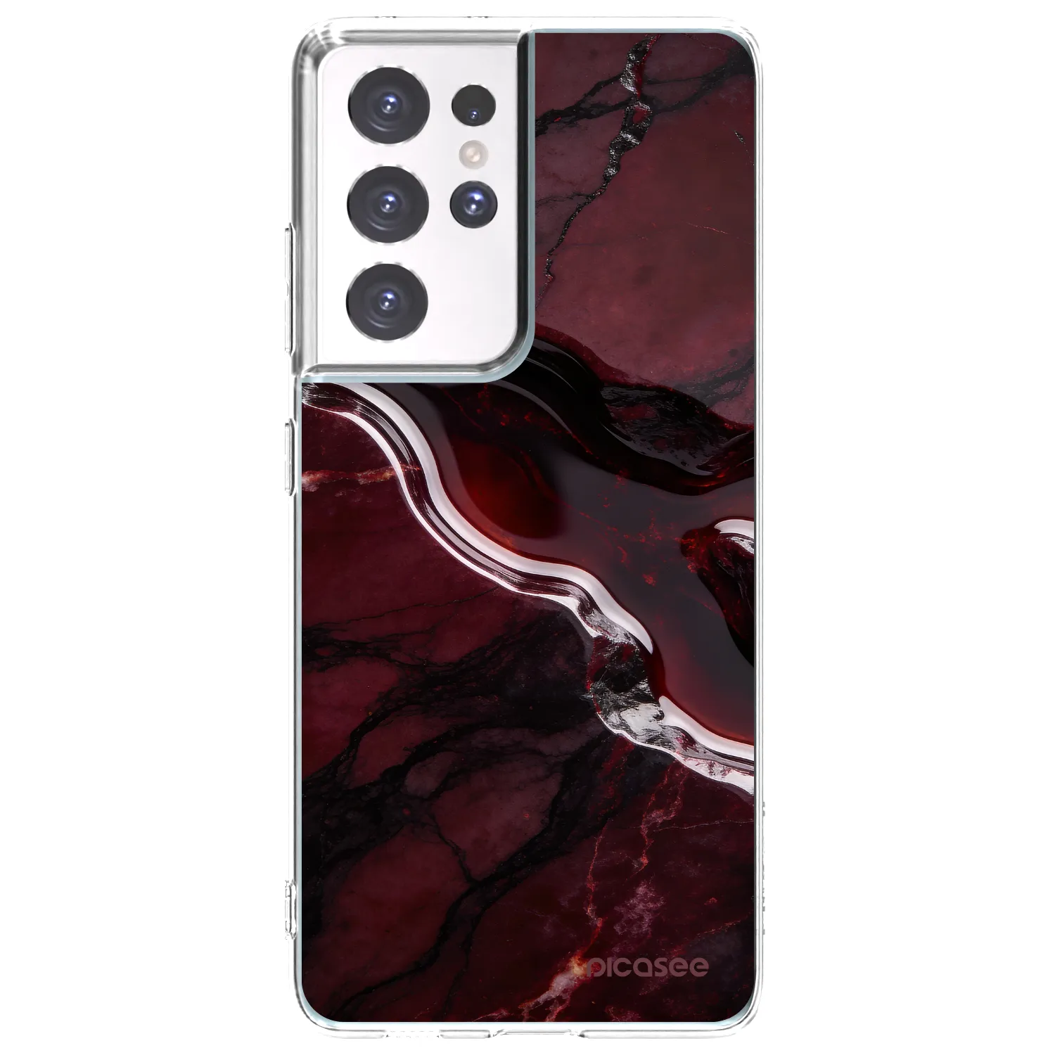 Picasee διαφανής θήκη σιλικόνης Samsung Galaxy S21 Ultra 5G G998B - Cherry stone